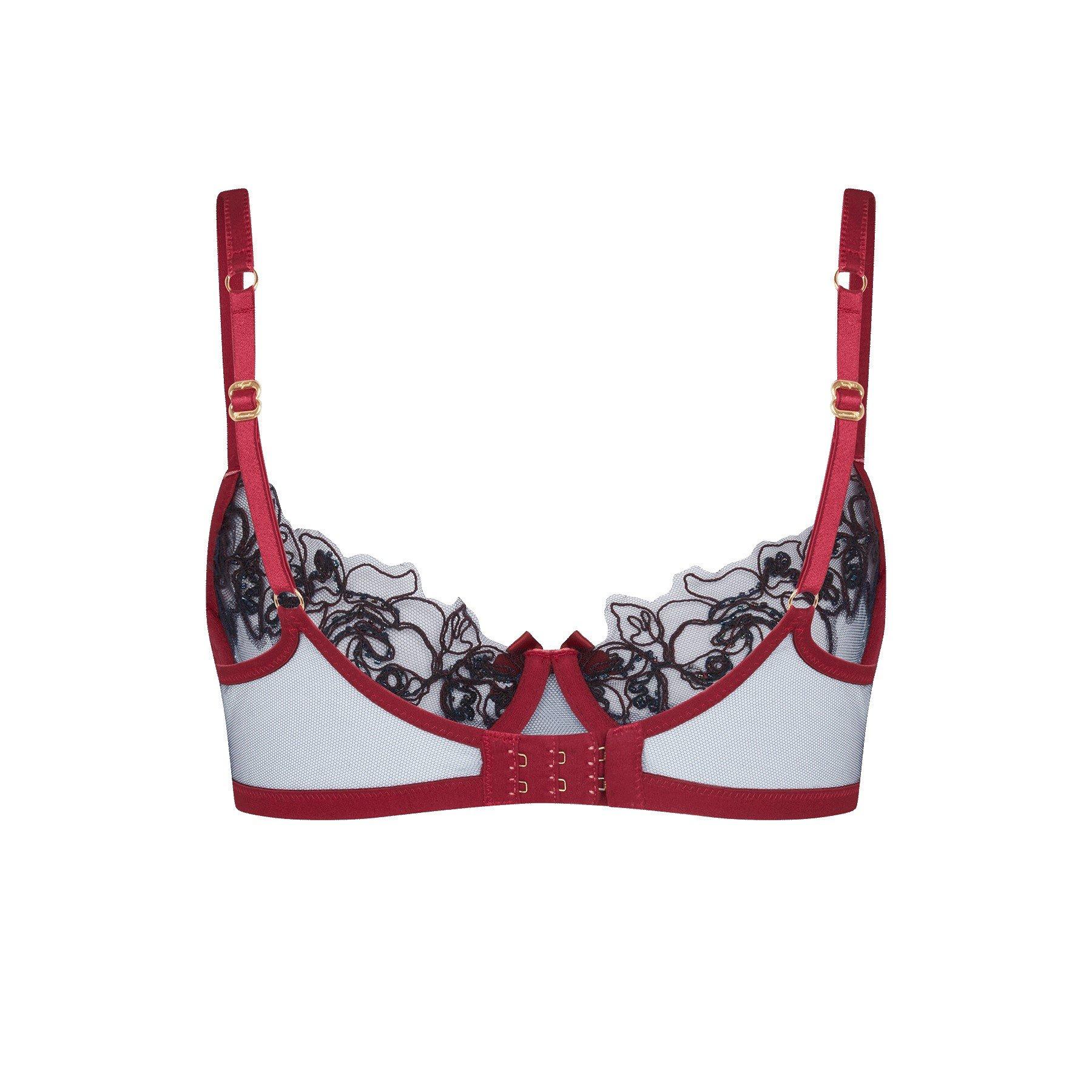 Plum/Navy - Agent Provocateur - LINDIE Demi Cup Plunge Underwired Bra - 4