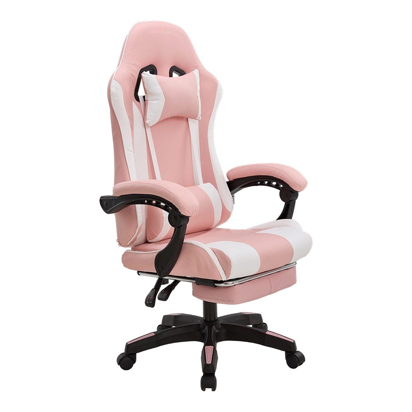 Pink/White - Kabinet UK - High Back Gaming Chair with Footrest - 3