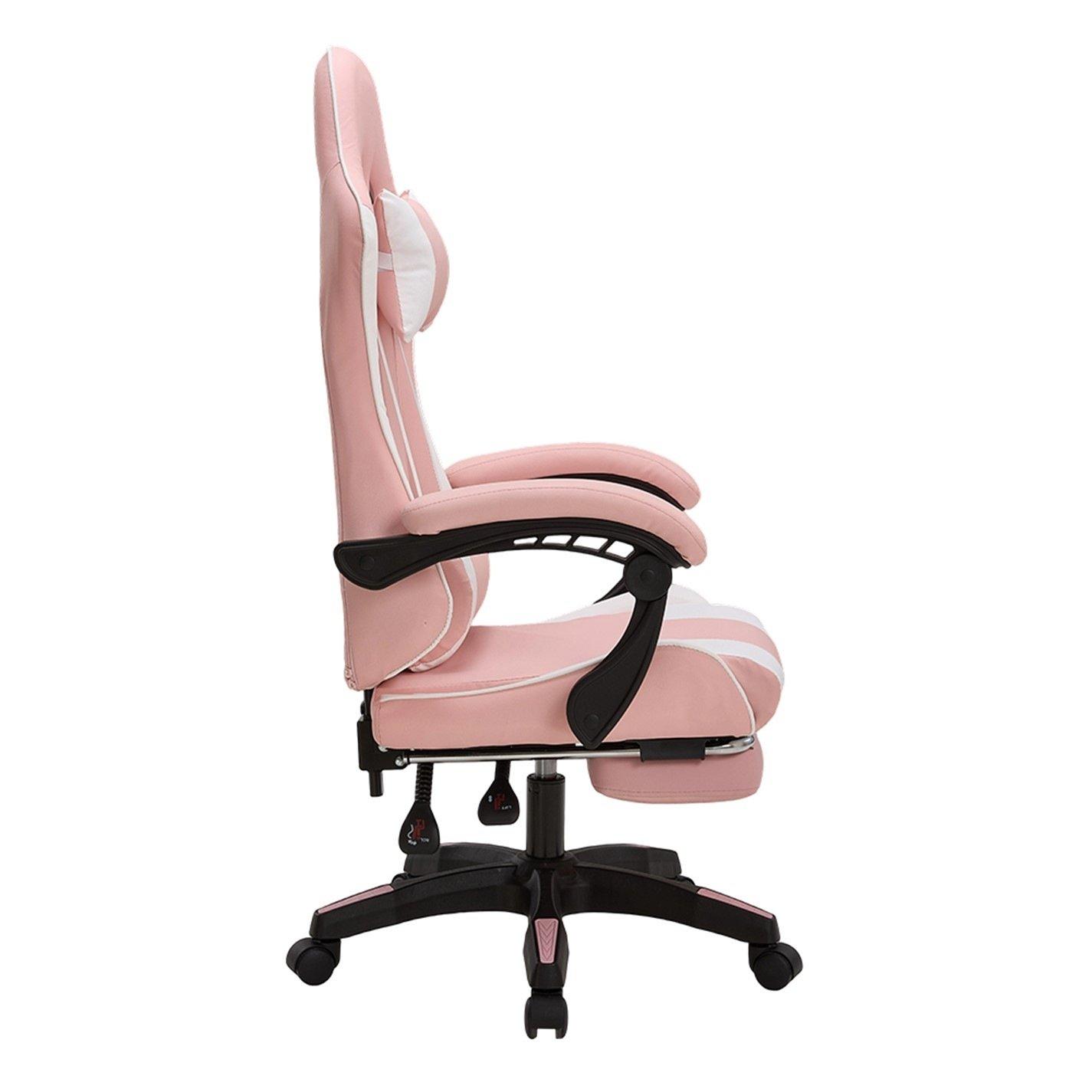 Pink/White - Kabinet UK - High Back Gaming Chair with Footrest - 4