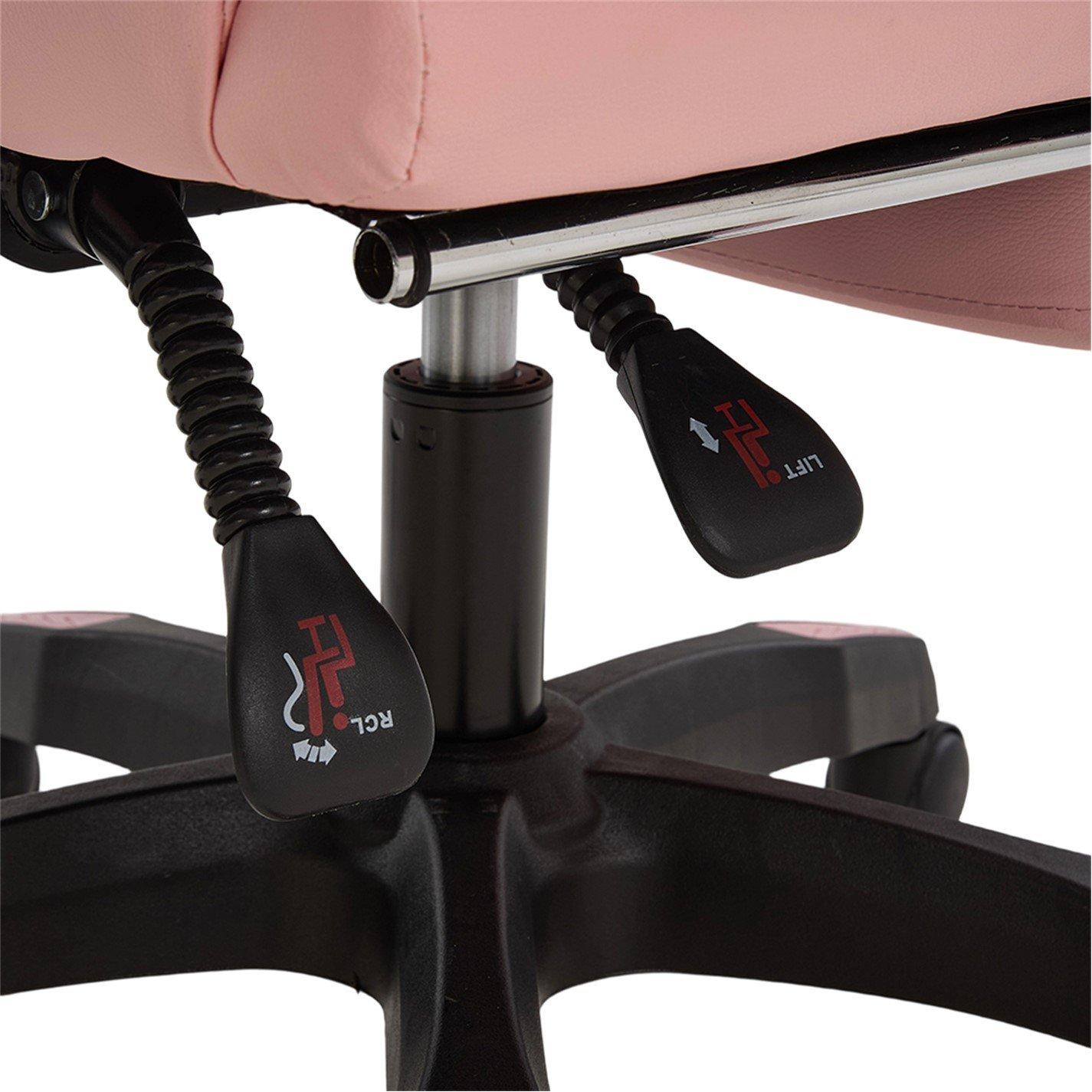 Pink/White - Kabinet UK - High Back Gaming Chair with Footrest - 7
