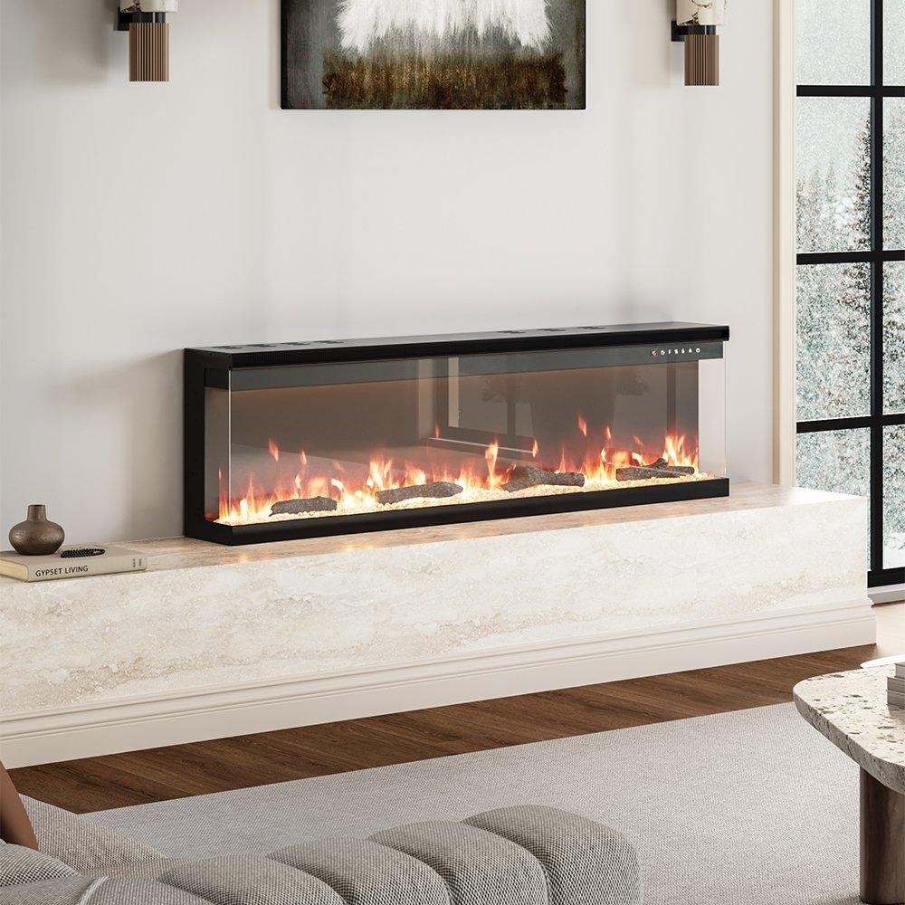 Black - Kabinet UK - Modern Recessed Electric Fireplace 1500W - 2