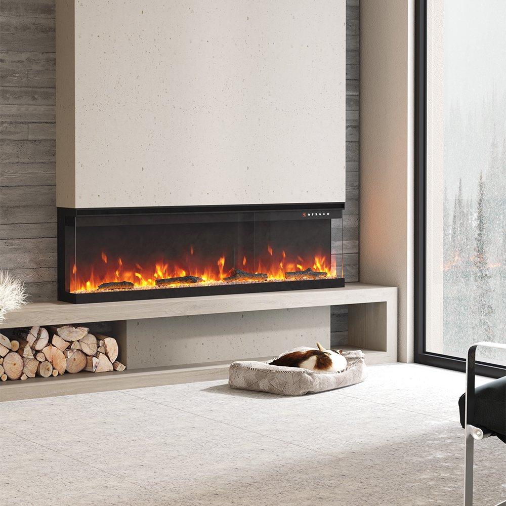 Black - Kabinet UK - Modern Recessed Electric Fireplace 1500W - 3