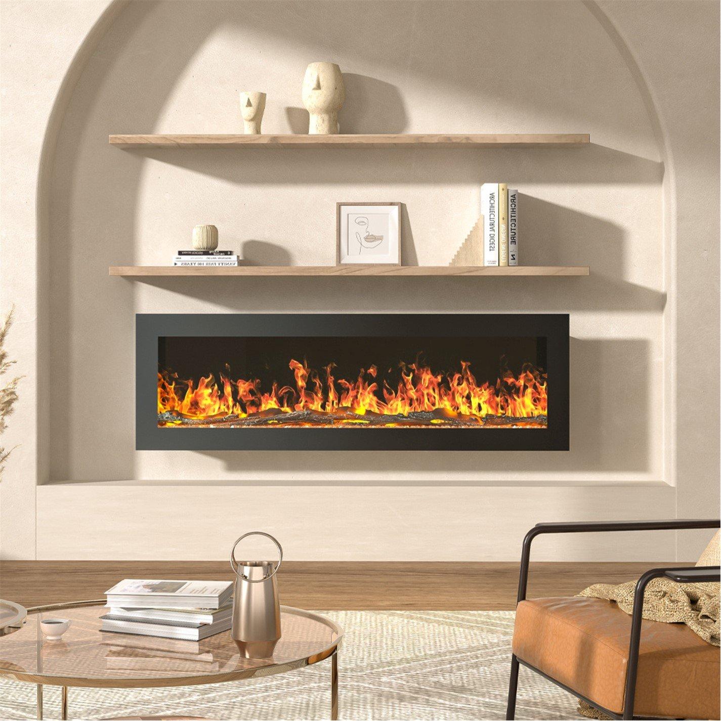 Black - Kabinet UK - Modern Electric Fireplace with Control 1800W - 1