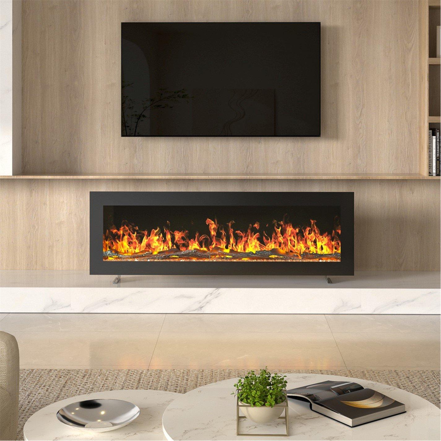 Black - Kabinet UK - Modern Electric Fireplace with Control 1800W - 2