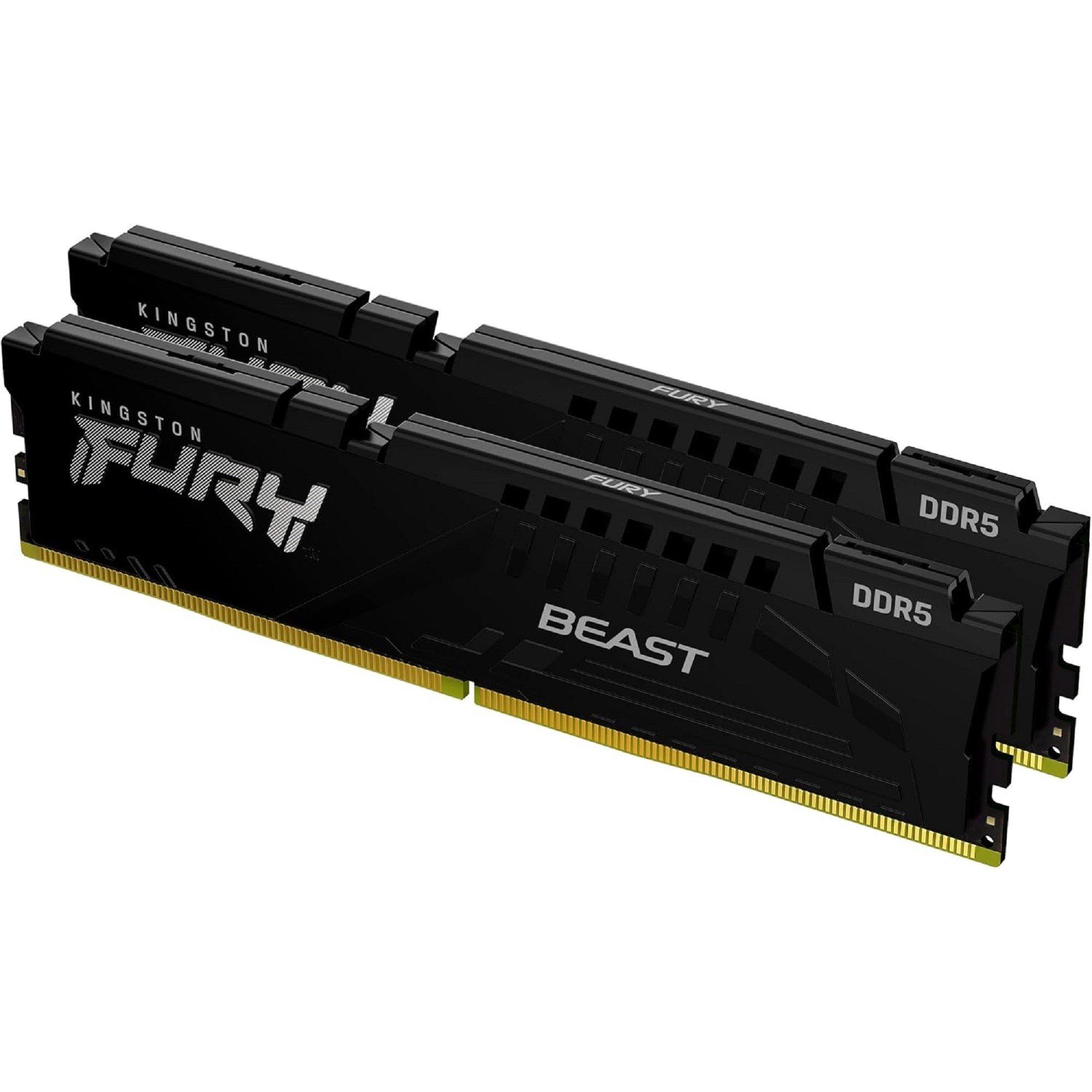Black - Kingston Technology - FURY Beast 64GB 6000MT/s DDR5 CL36 DIMM (Kit of 2) Black