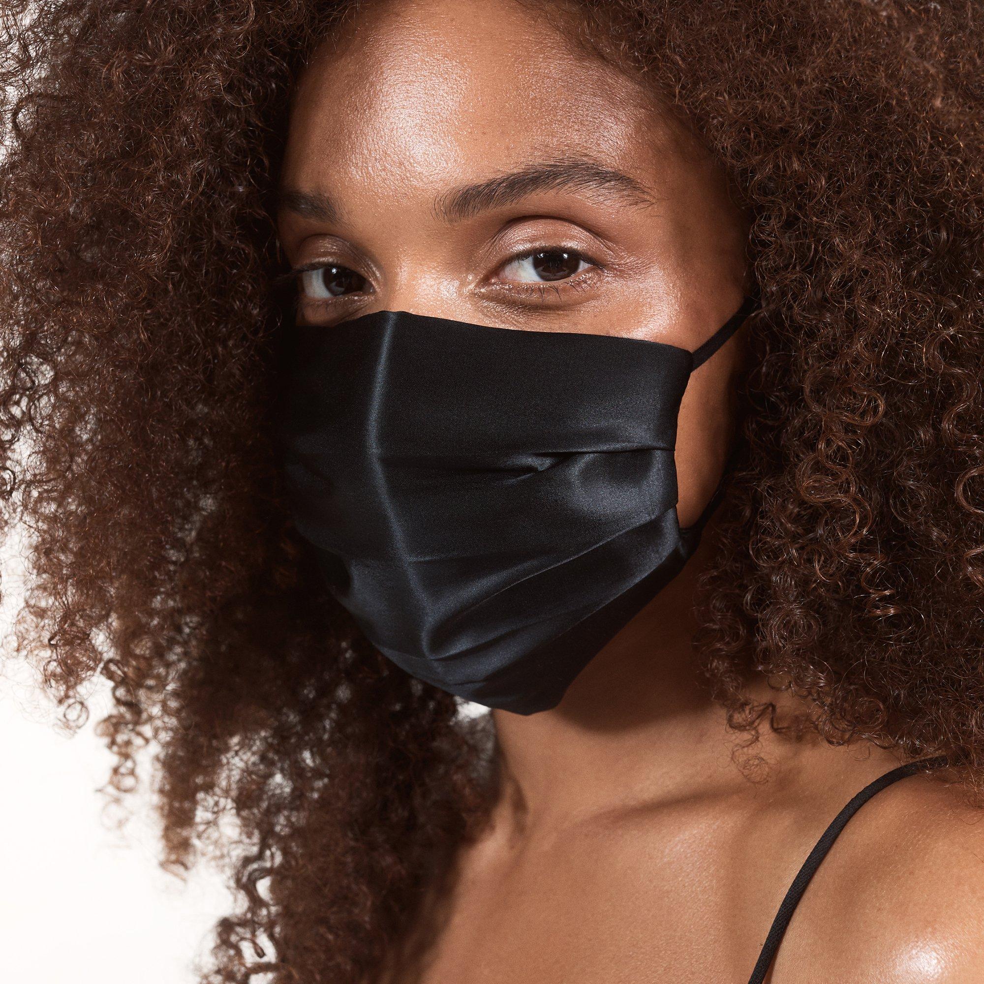 Black - Slip - Pure Silk Face Covering - 4