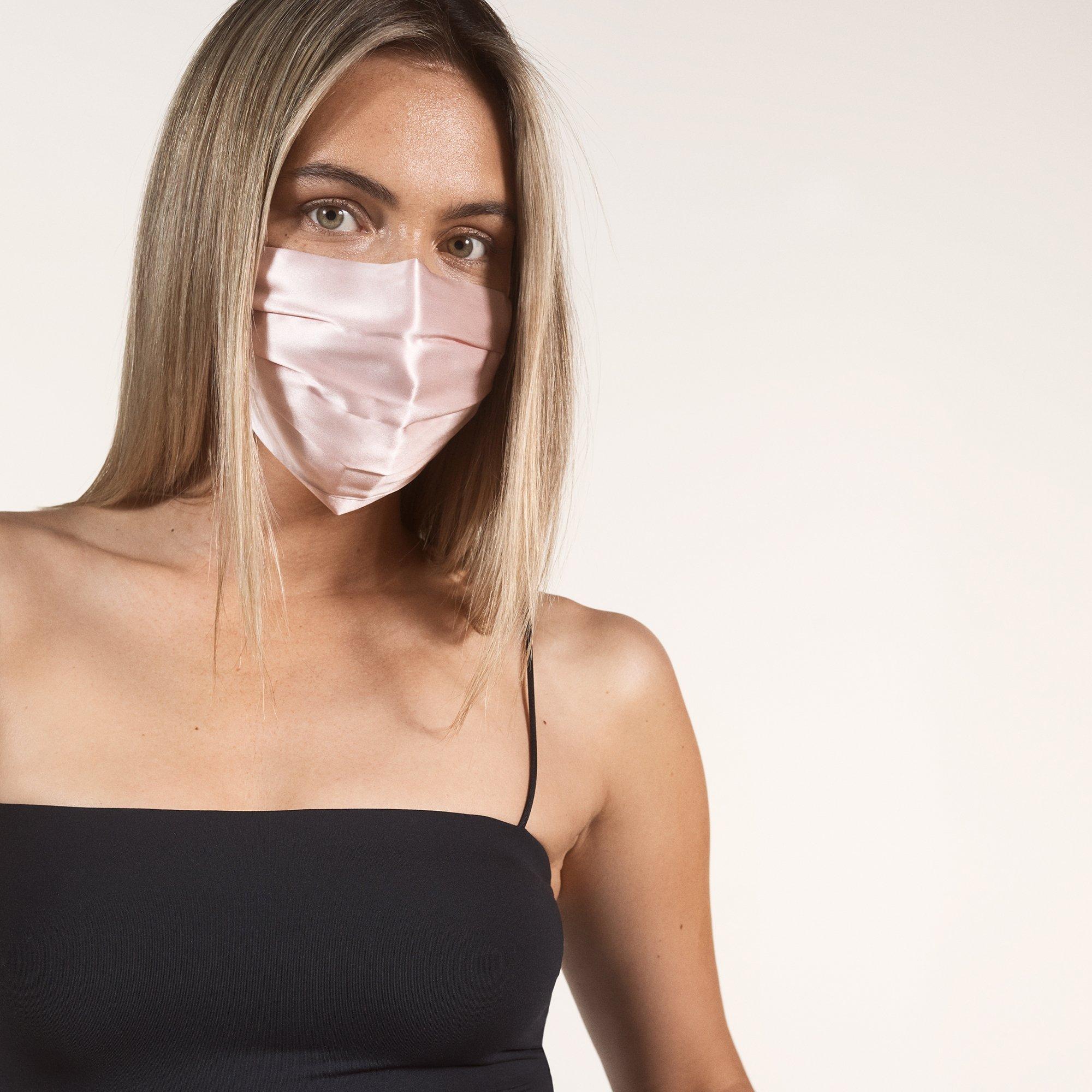 Pink - Slip - Pure Silk Face Covering - 4