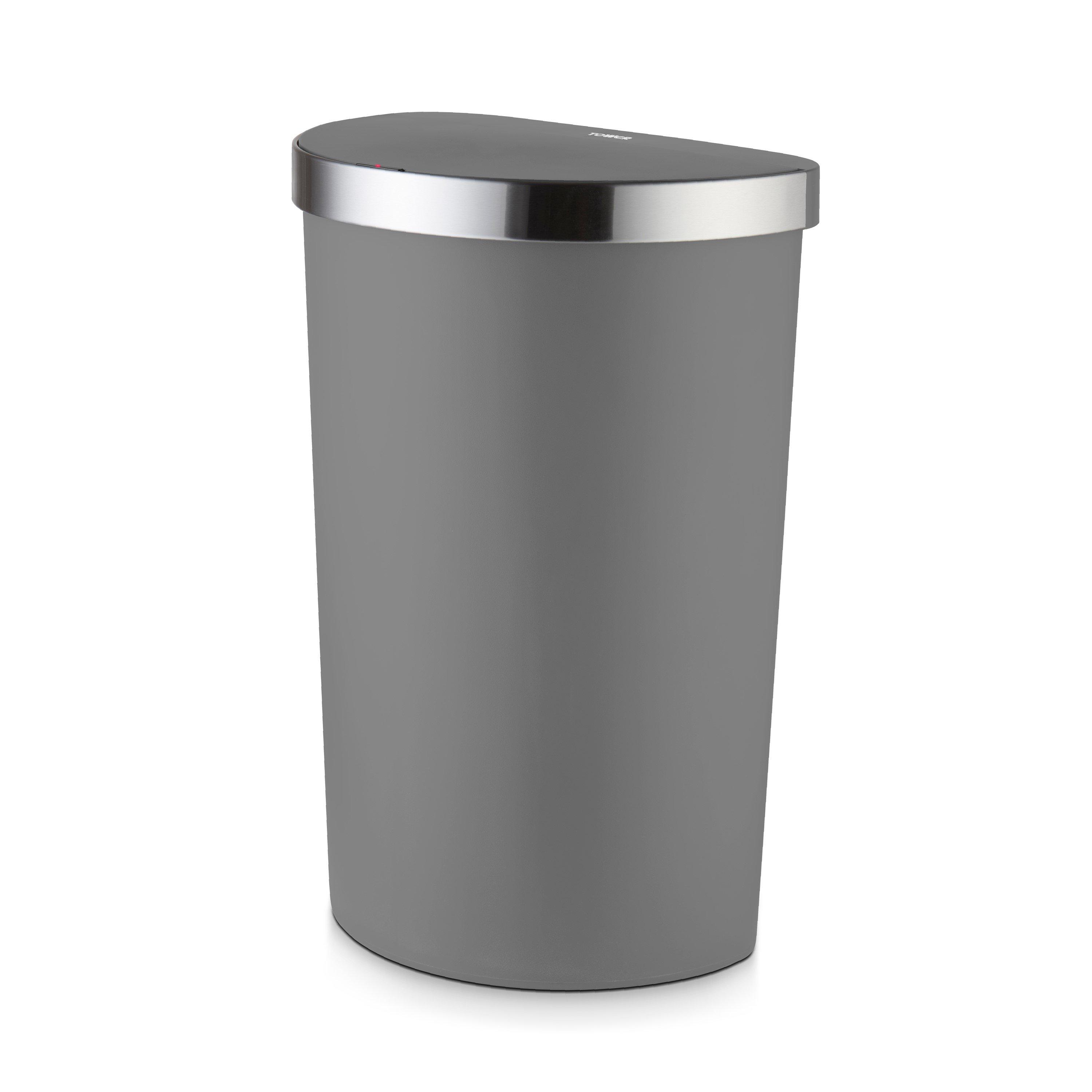 Grey - Tower - 50L Curved Sensor Bin Grey - 1