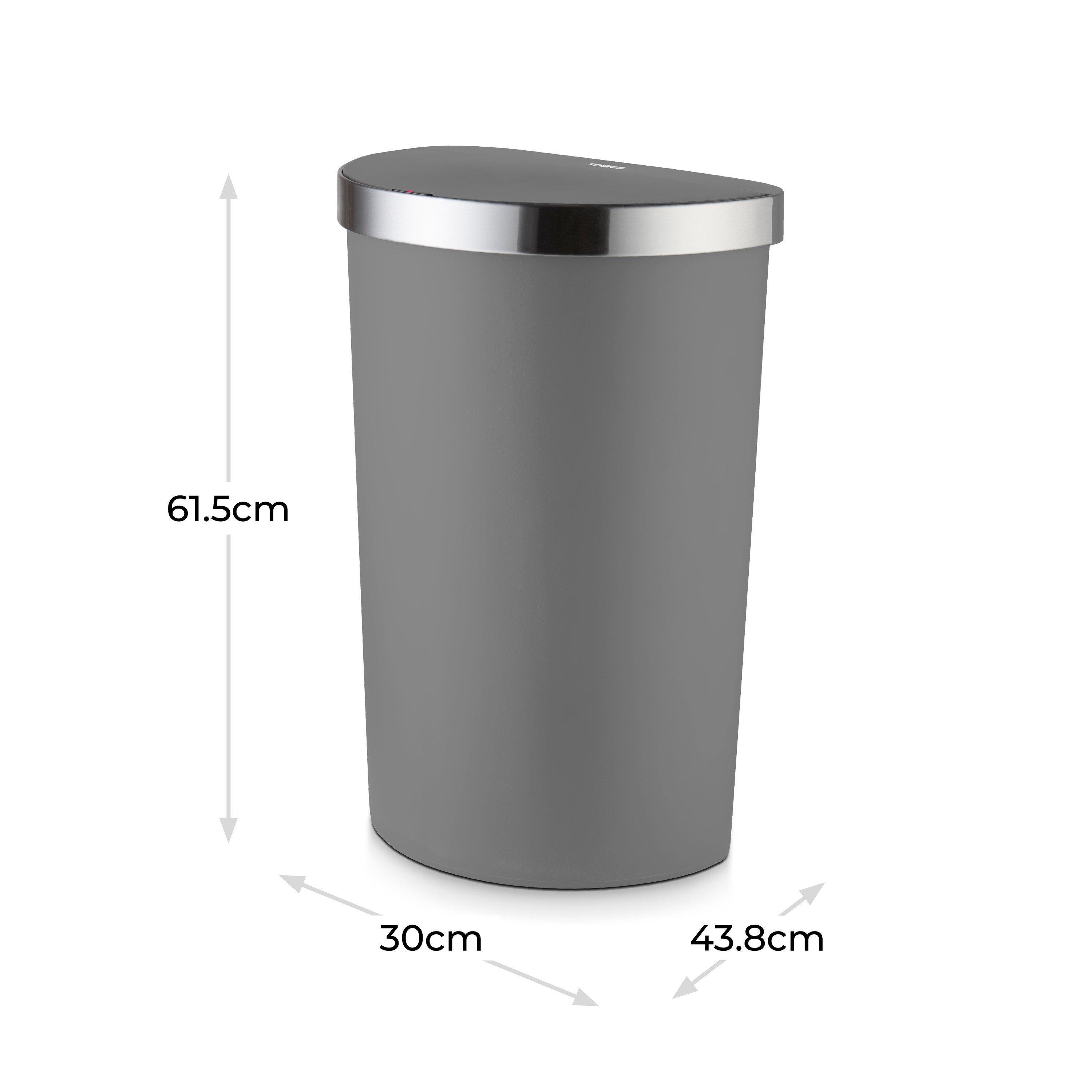 Grey - Tower - 50L Curved Sensor Bin Grey - 5