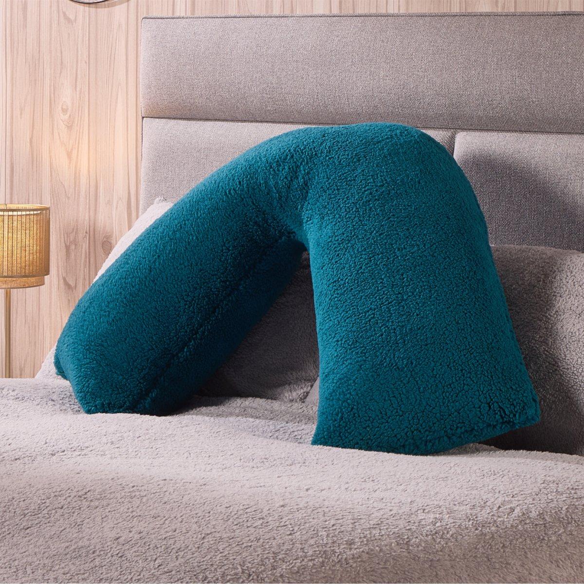 Teal - Downland - Teddy Fleece V-shape Pillow - 1