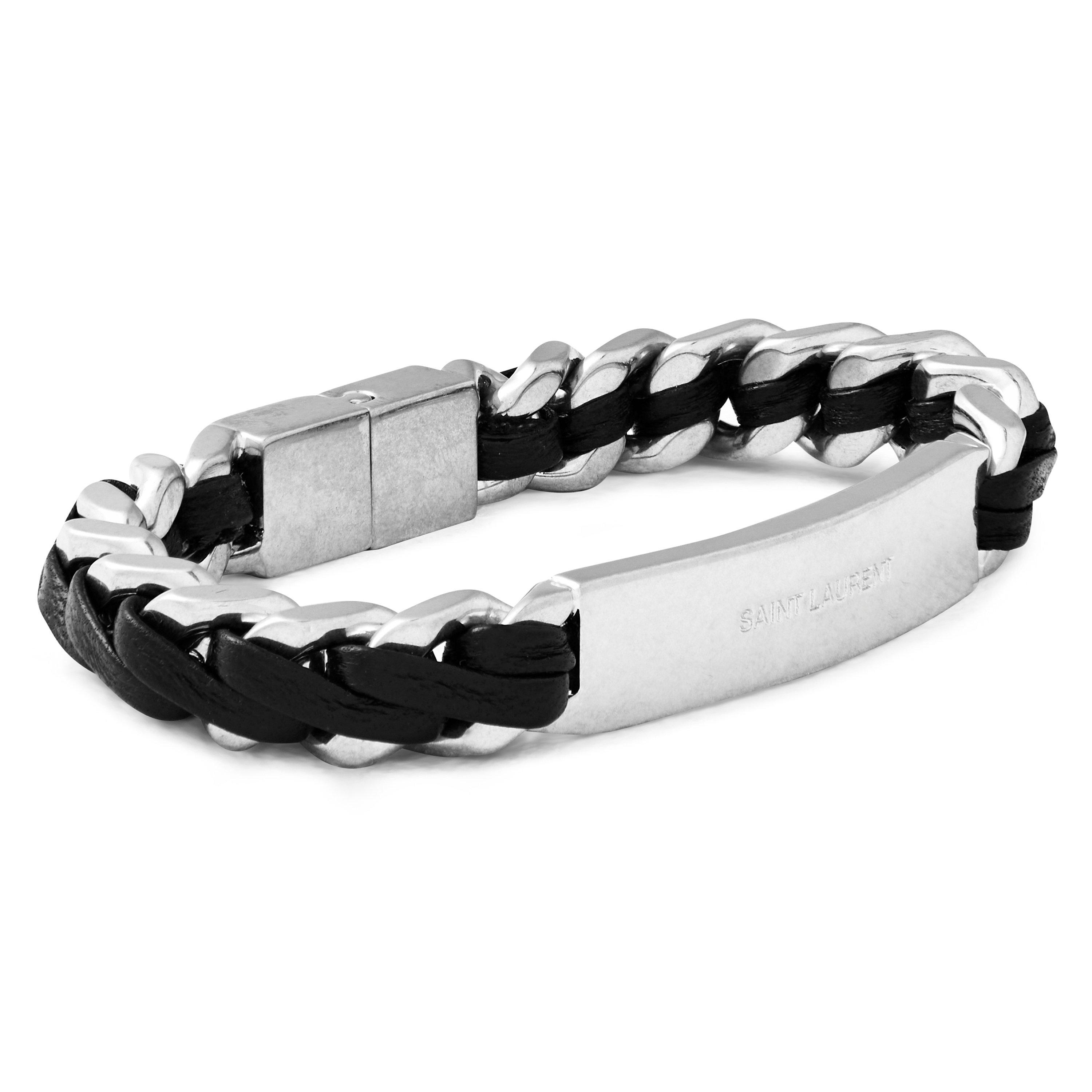 Silver/Black - Saint Laurent - Curb Chain Braclet - 3