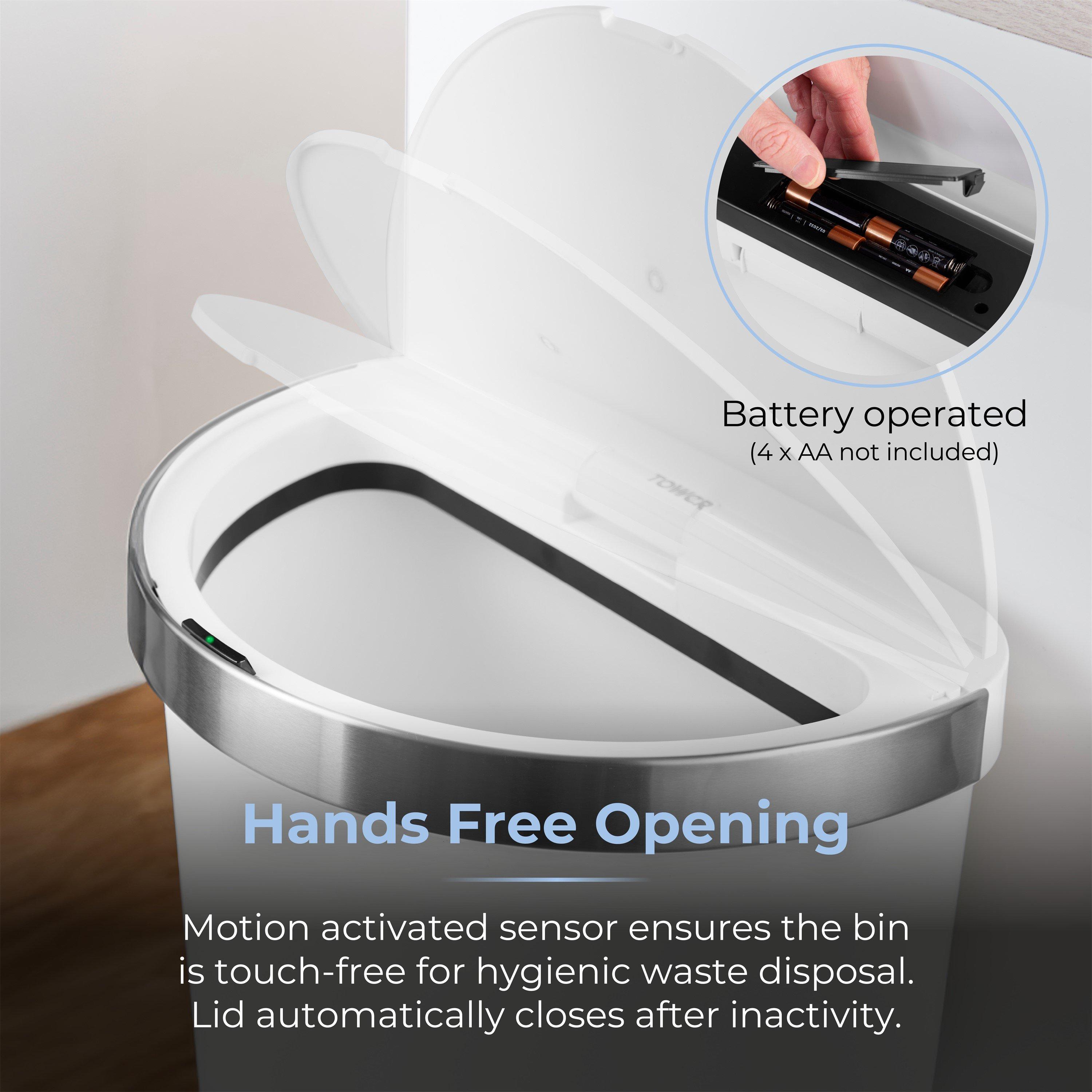 White - Tower - 50L Curved Sensor Bin White - 3