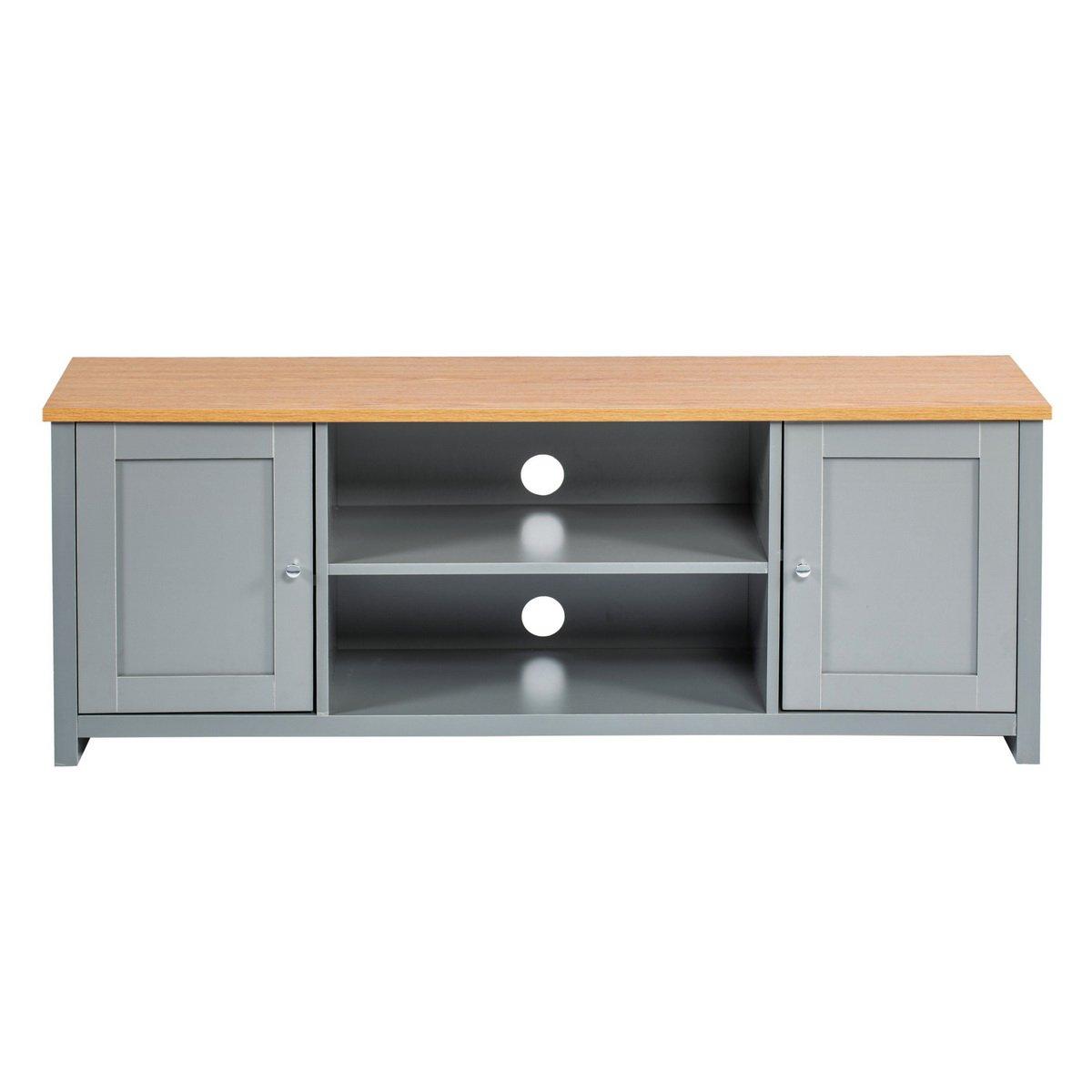 Walnut - FurnitureR - TV Stand with Storage Media Console Unit with Cabinets - 2