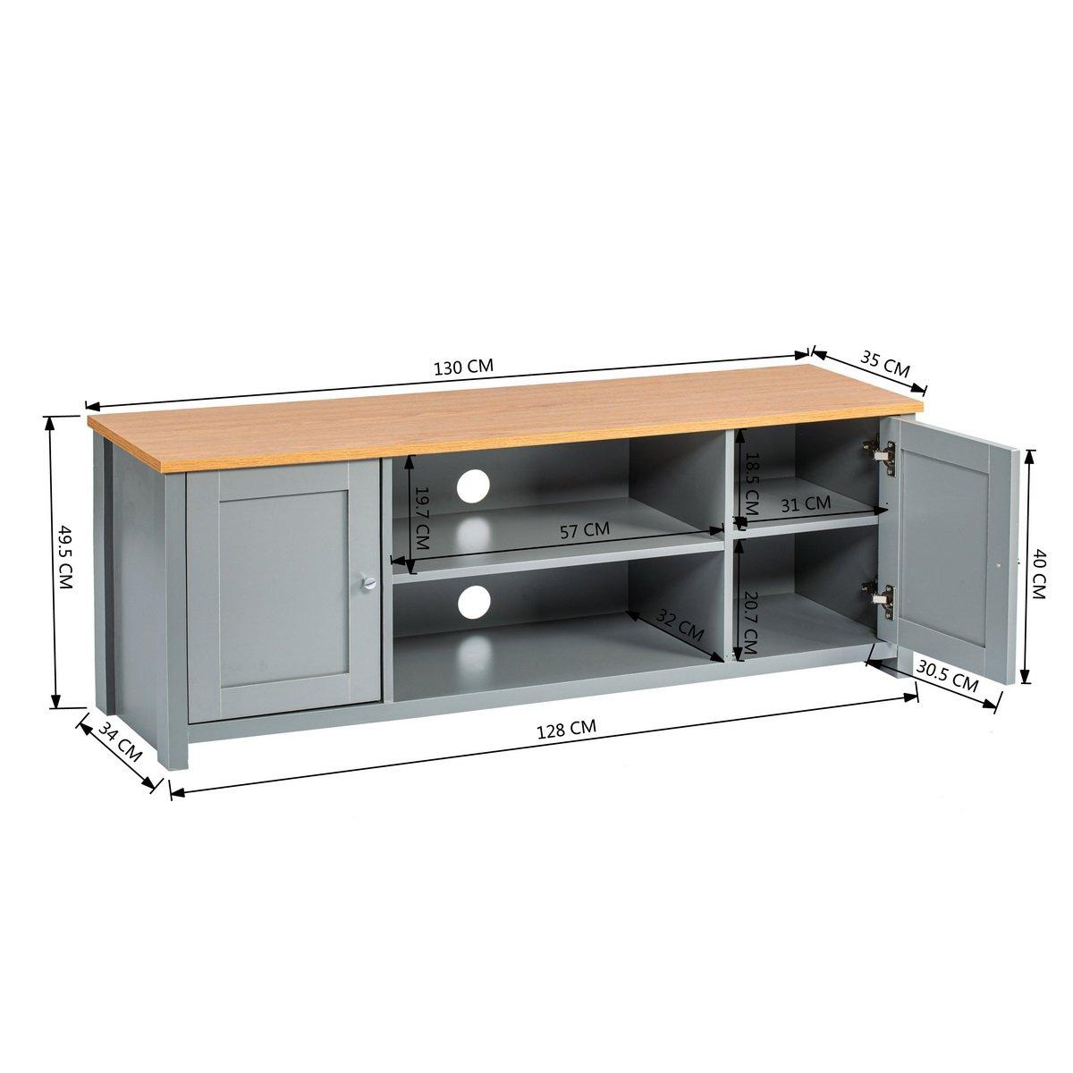 Walnut - FurnitureR - TV Stand with Storage Media Console Unit with Cabinets - 6