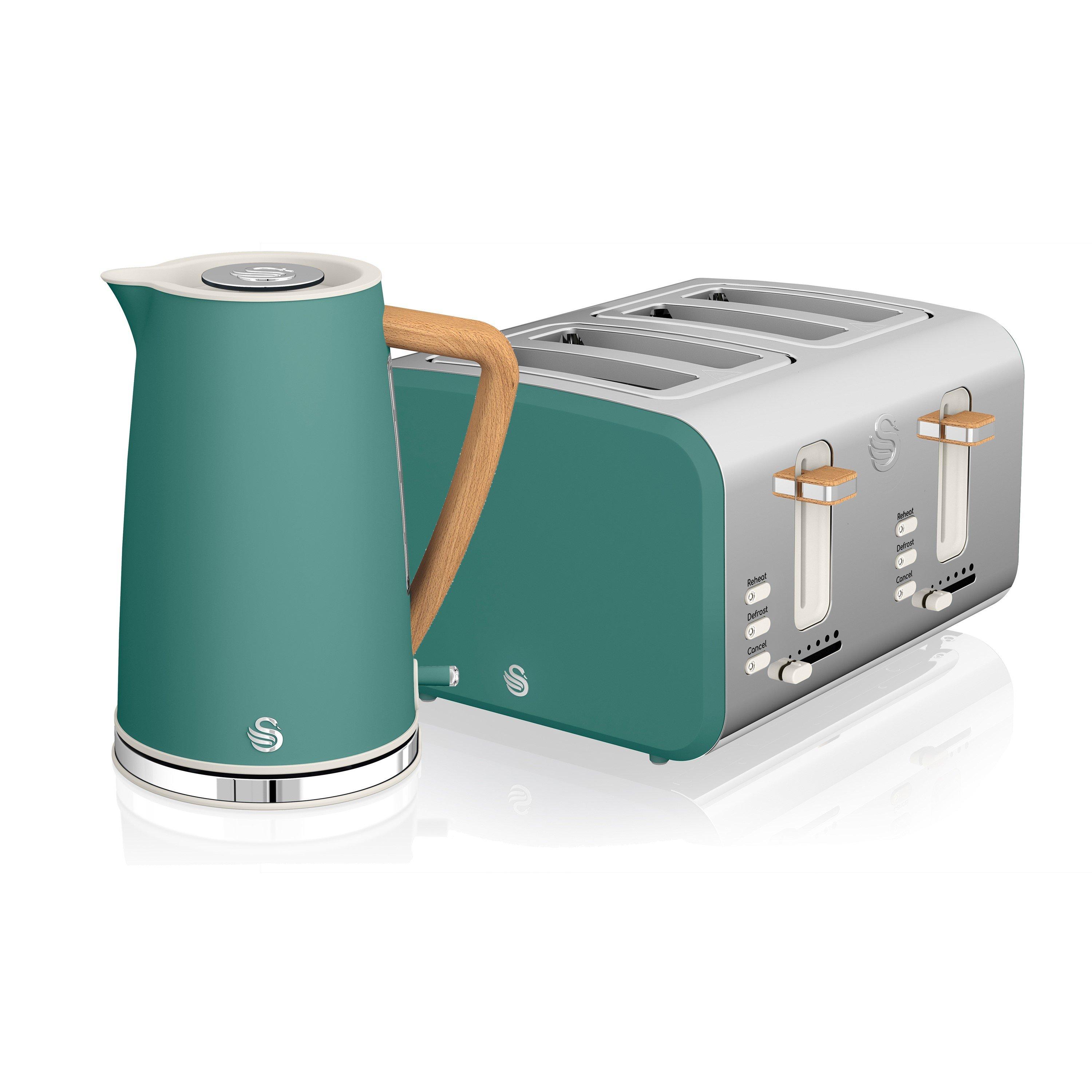 None - Swan - Nordic 1.7L Kettle + 4 Slice Toaster Green - 1