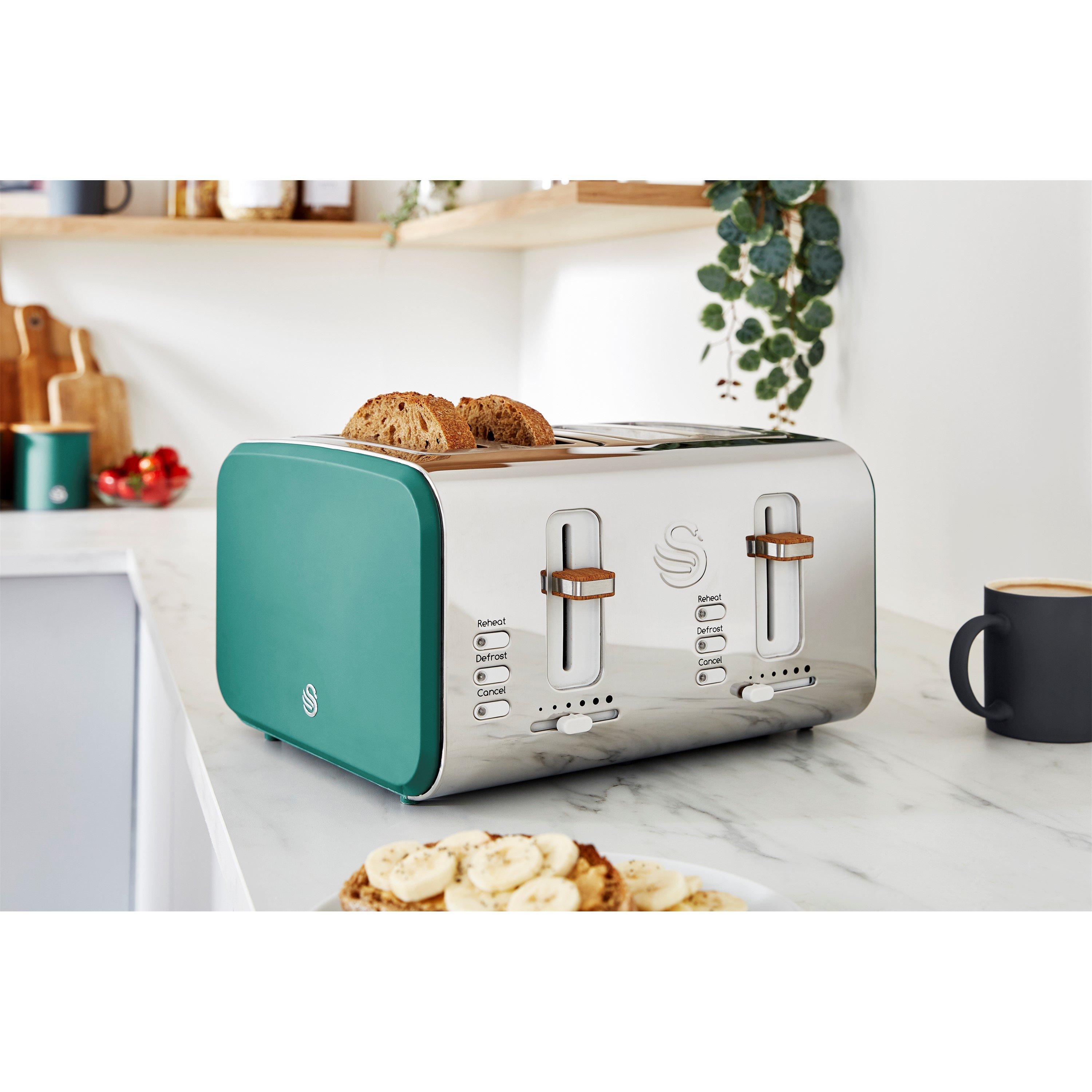 None - Swan - Nordic 1.7L Kettle + 4 Slice Toaster Green - 2