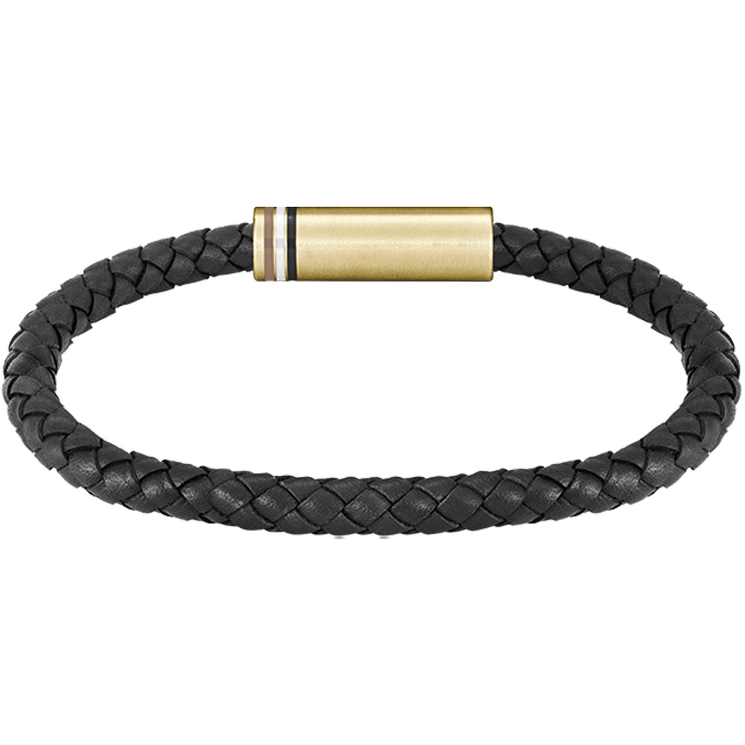 Gold - Boss - Men's Ares Single Magnetic Closure Single-Wrap Leather Bracelet - 2