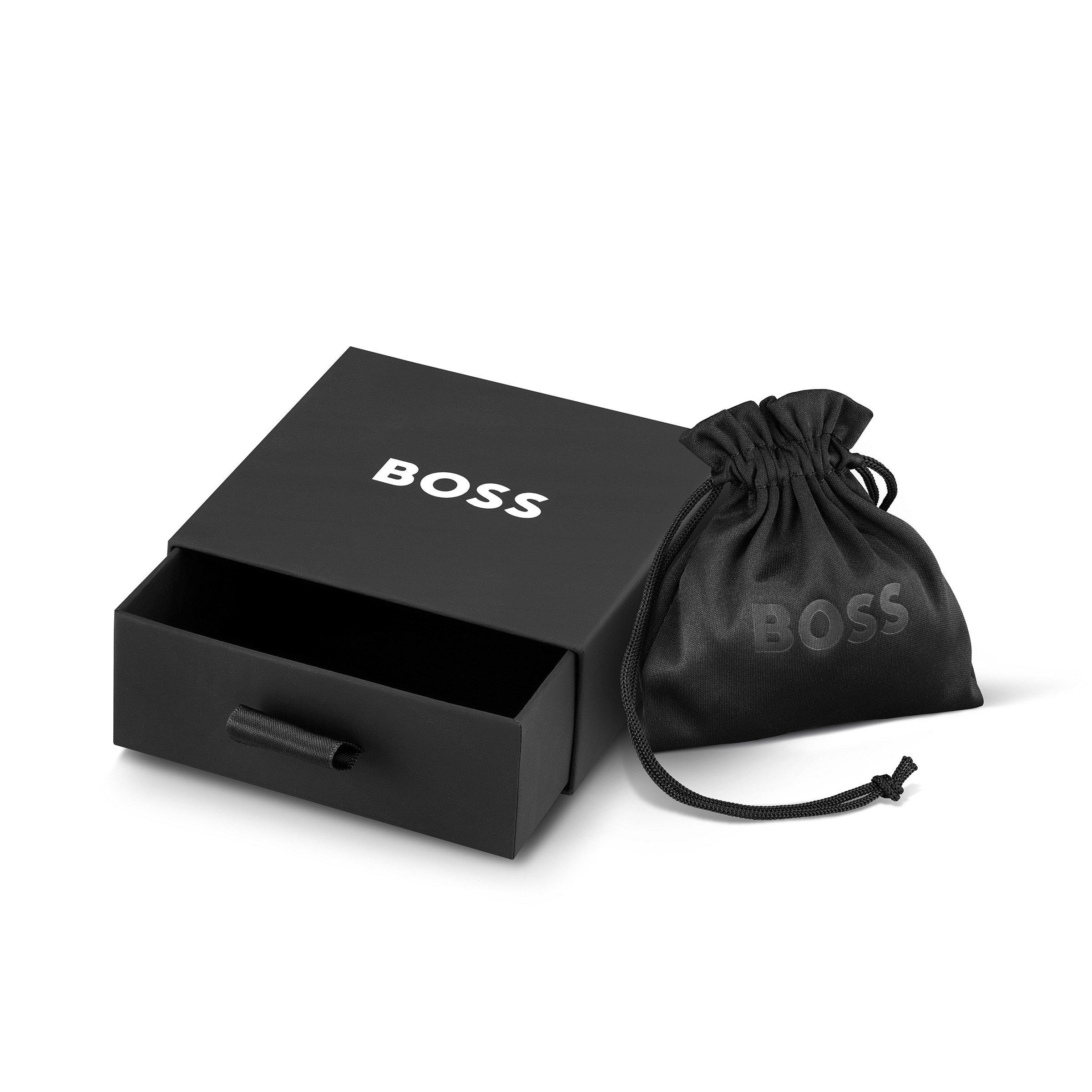 Silver - Boss - Men's Ares Single Braided Leather Bracelet - 4