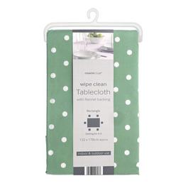 Country Club Tablecloth Polka Dot Design Wipe Clean - Green