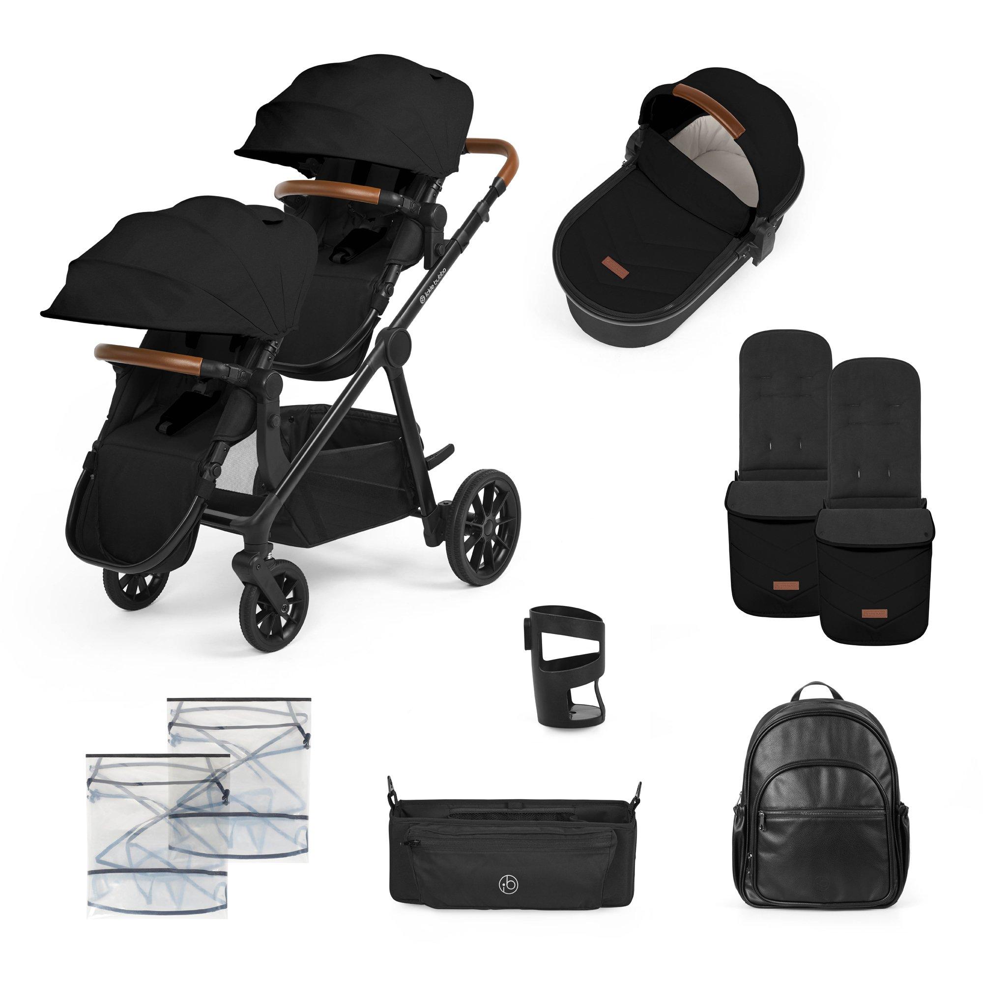 Ickle Bubba  Newborn Virgo Growing Family 11 Piece Pram - Black/Black/Tan - One