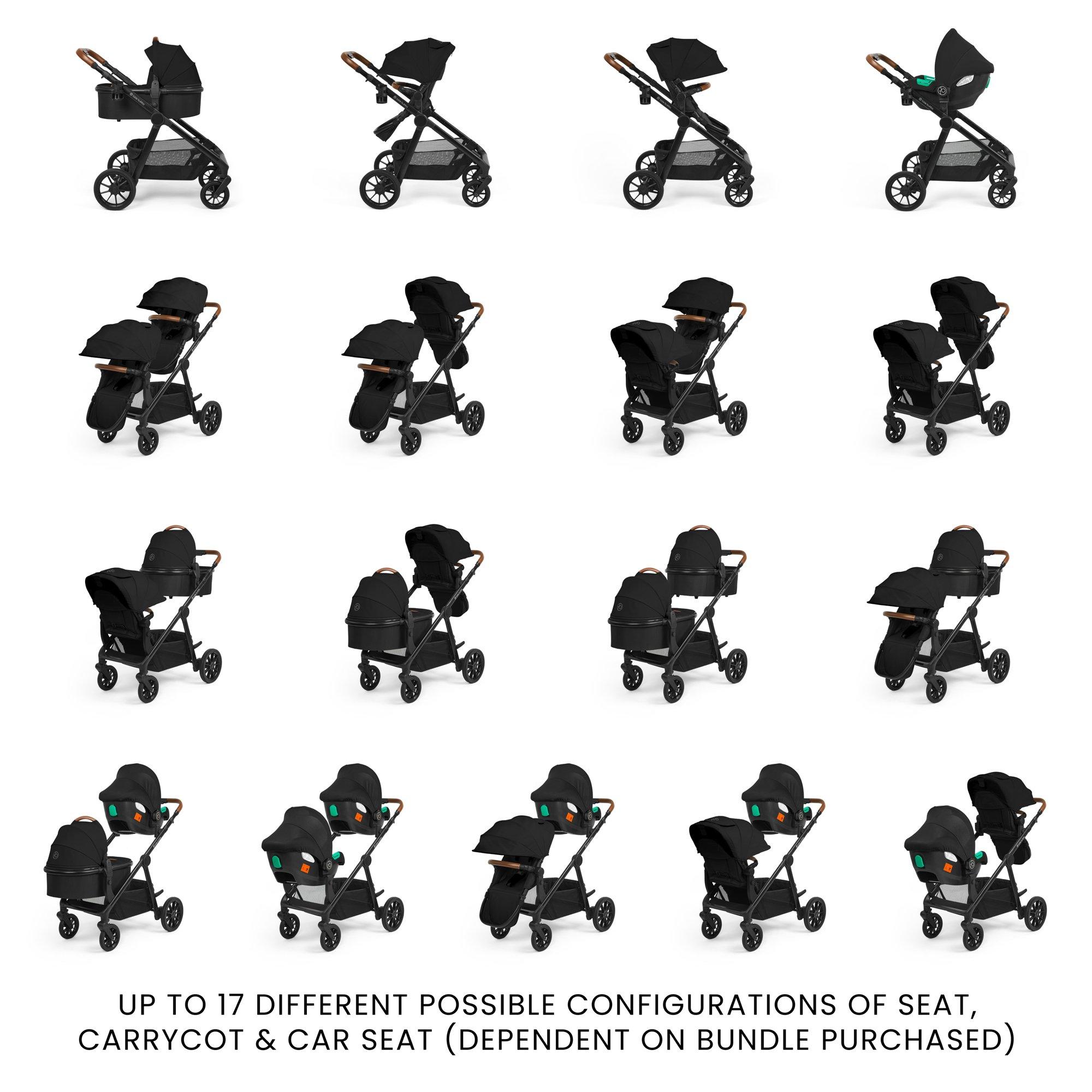 Black/Black/Tan - Ickle Bubba - Virgo Growing Family 11 Piece Pram - 6