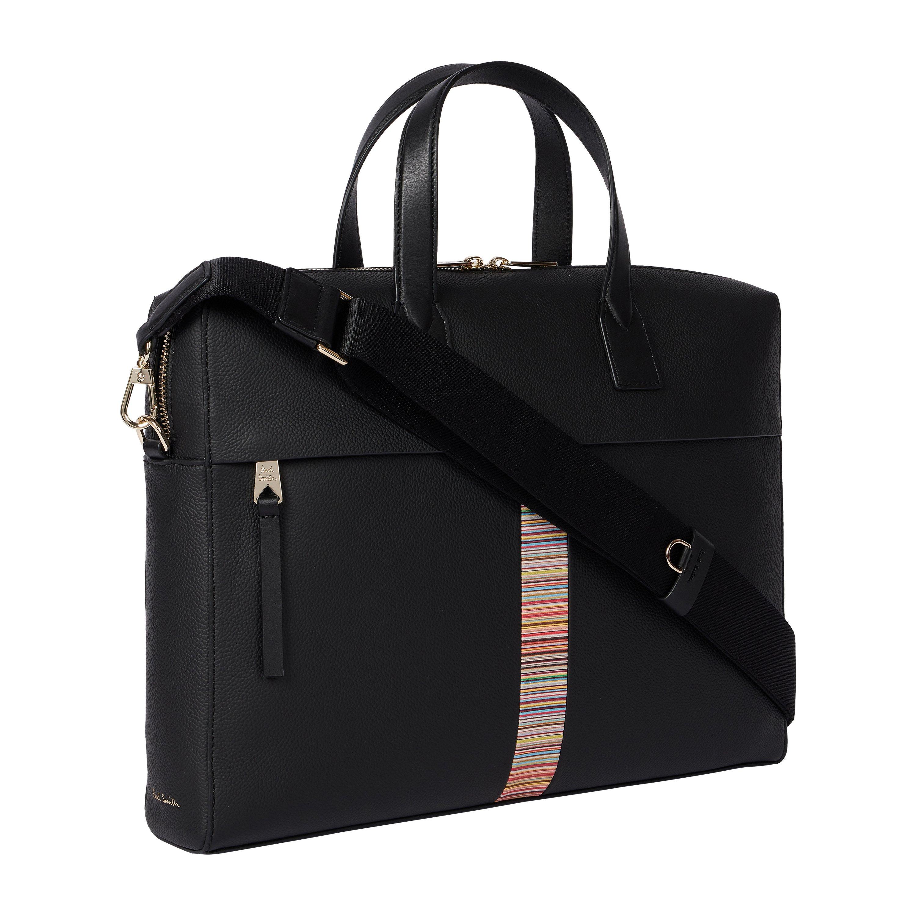 Schwarz - Paul Smith - Men's Leather Folio Laptop Bag - 2