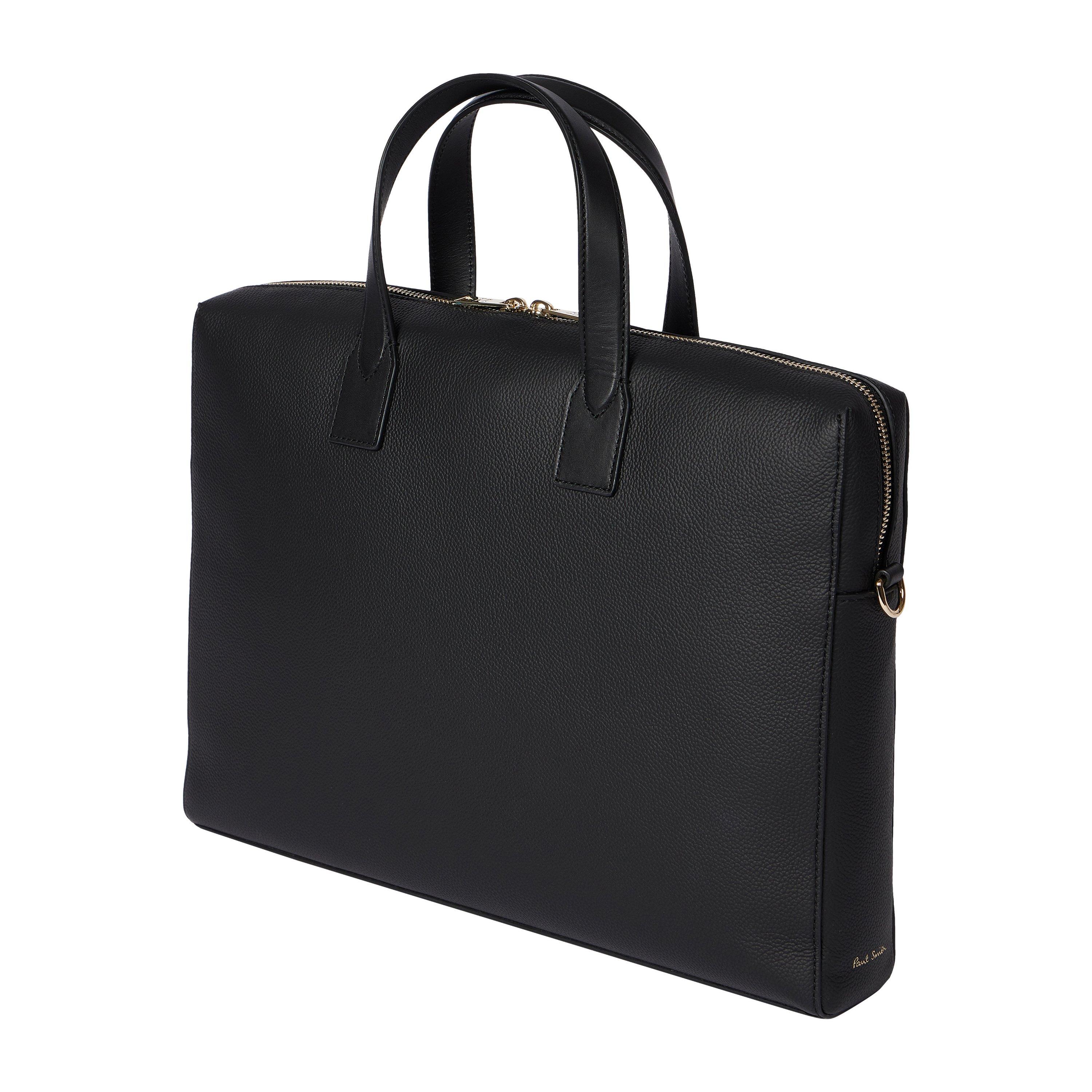 Schwarz - Paul Smith - Men's Leather Folio Laptop Bag - 3