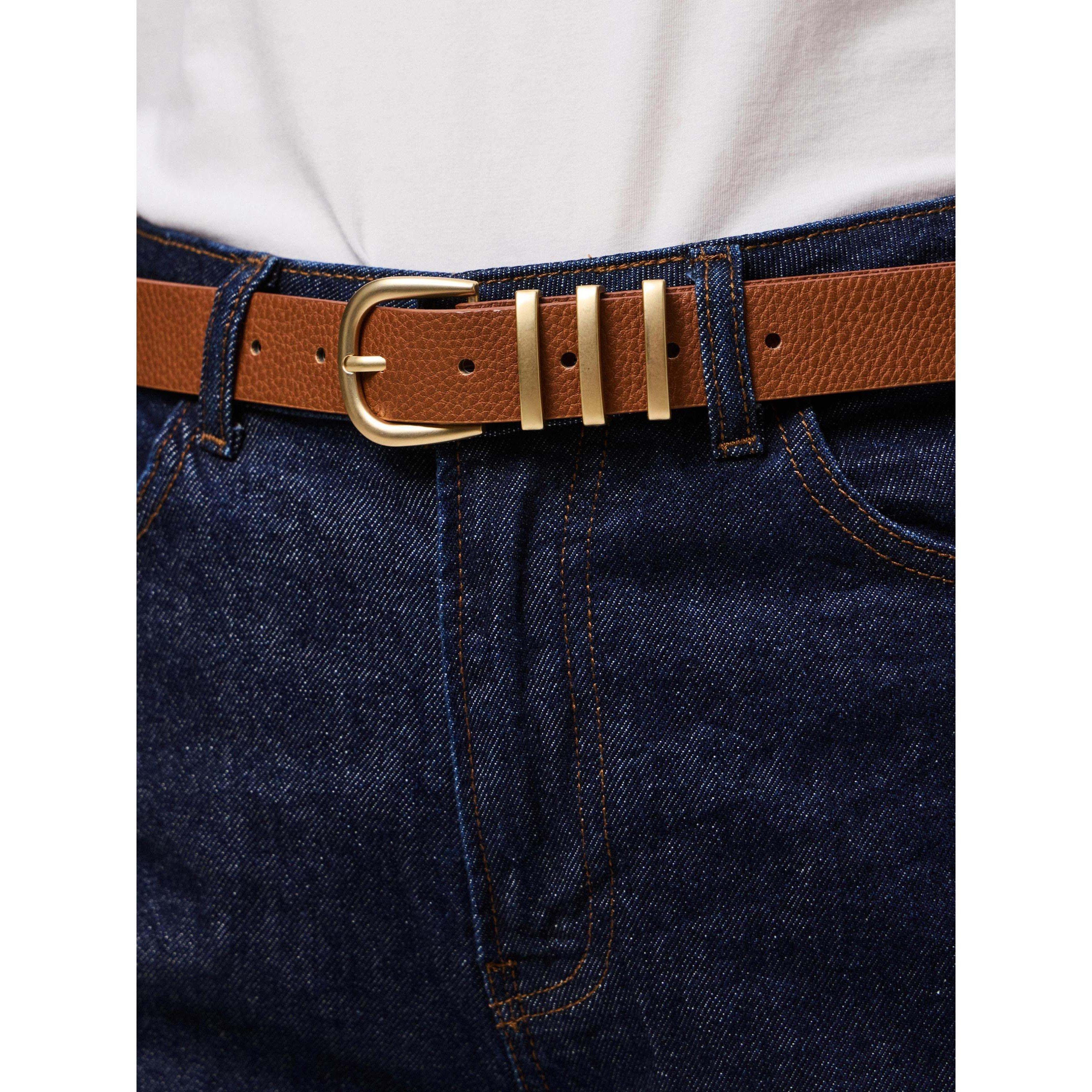 Cognac/Goud - Pieces - Pieces Lea PU Belt Ld63 - 2