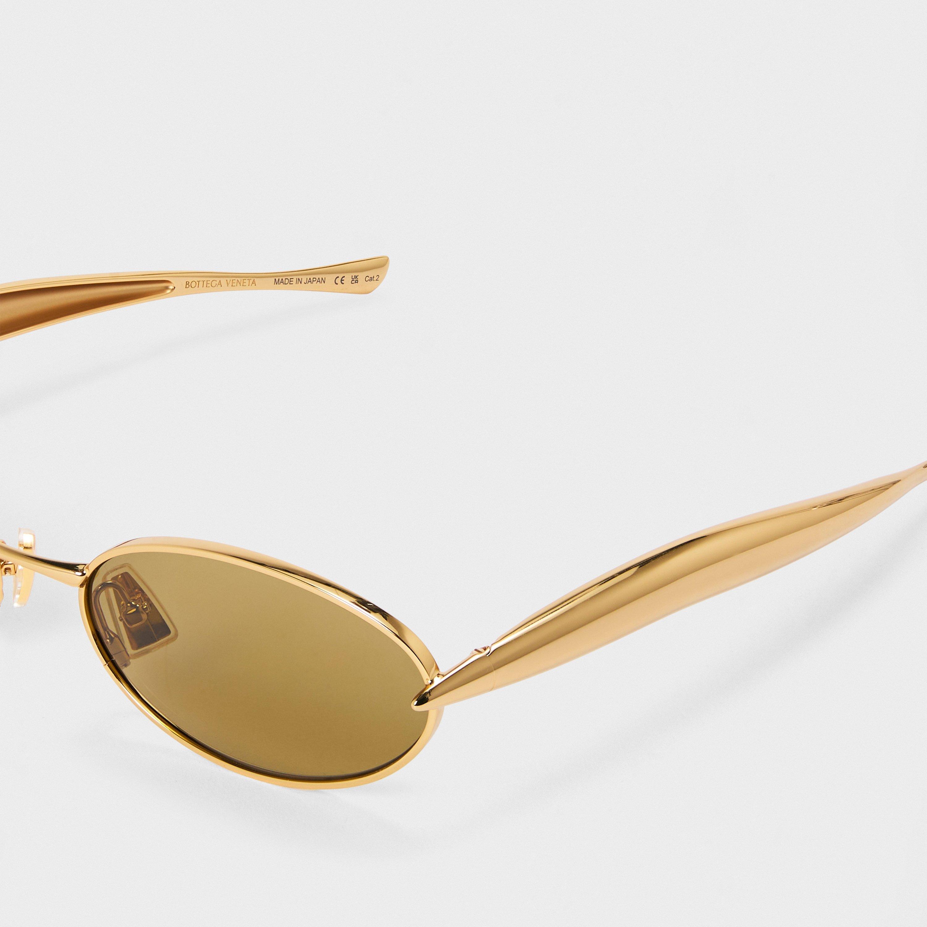 Gold/Green - Bottega Veneta - Women's Oval Sunglasses - 4