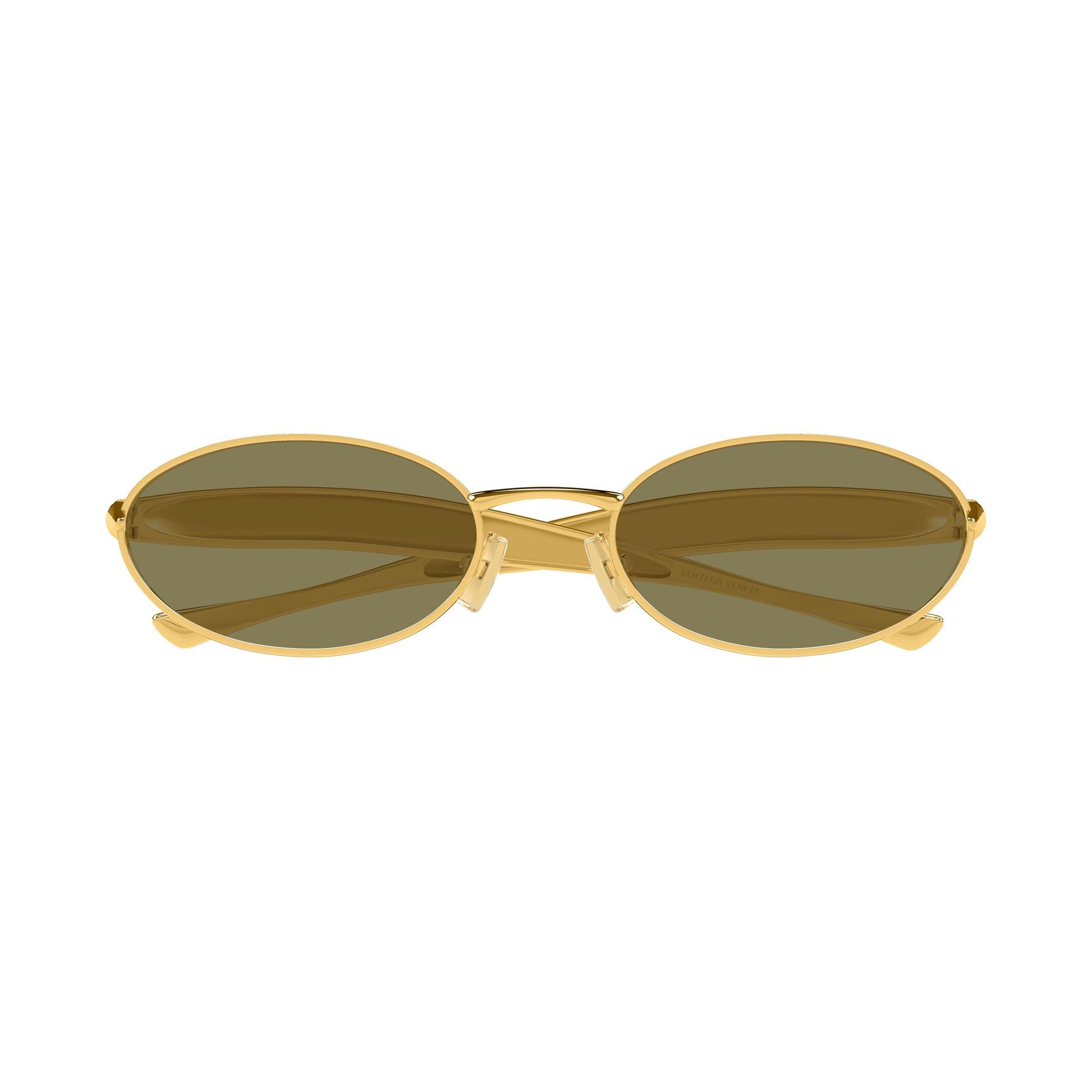 Gold/Green - Bottega Veneta - Women's Oval Sunglasses - 5