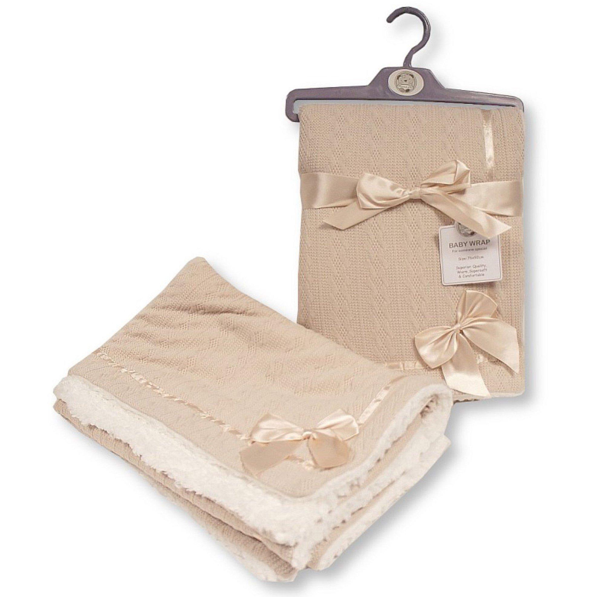 Snuggle Baby  Newborn Bow Wrap Blanket - Taupe
