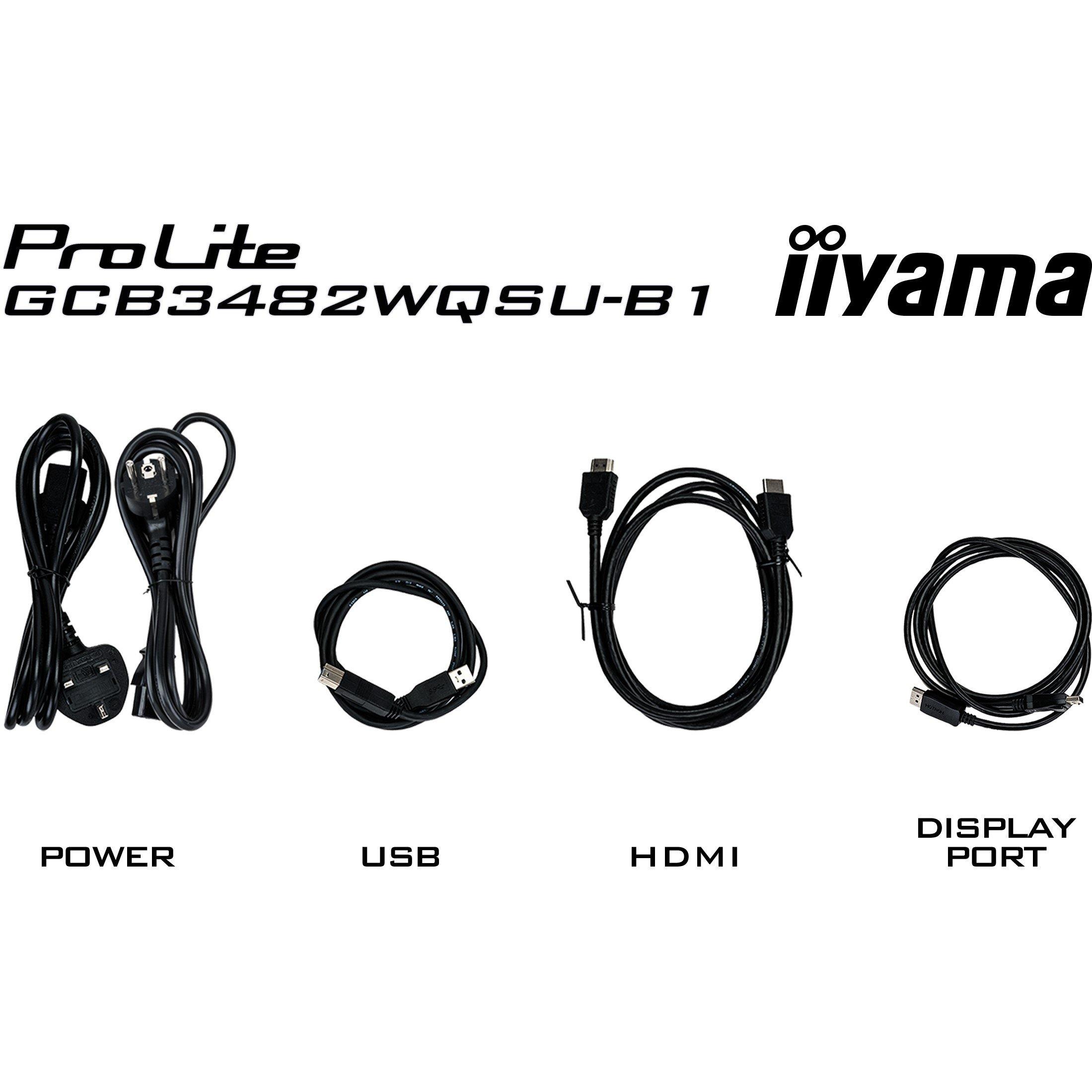 Zwart - iiyama - G-Master GCB3482WQSU-B1 34 Inch 120Hz 0.6ms Curved Monitor - 13