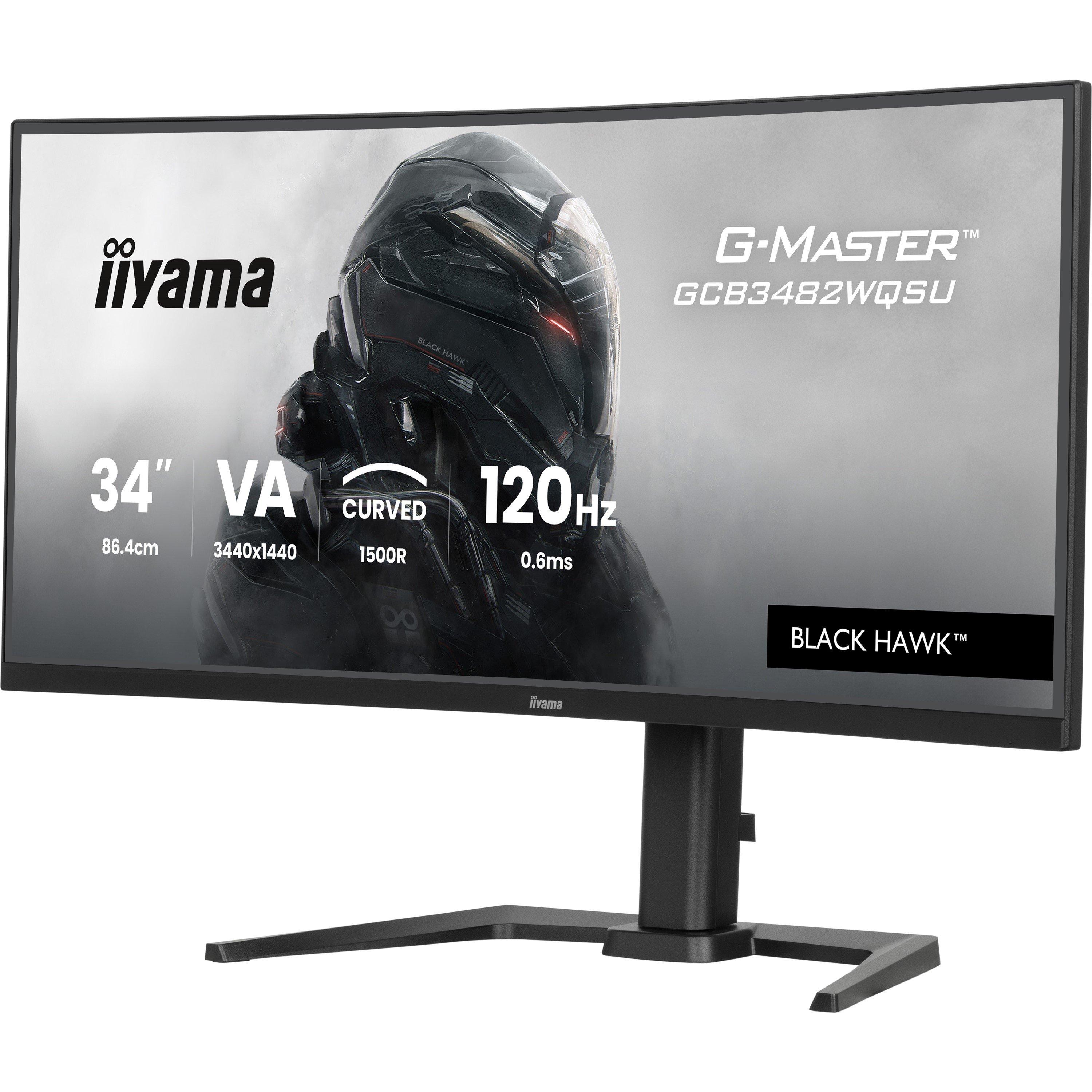 Zwart - iiyama - G-Master GCB3482WQSU-B1 34 Inch 120Hz 0.6ms Curved Monitor - 3