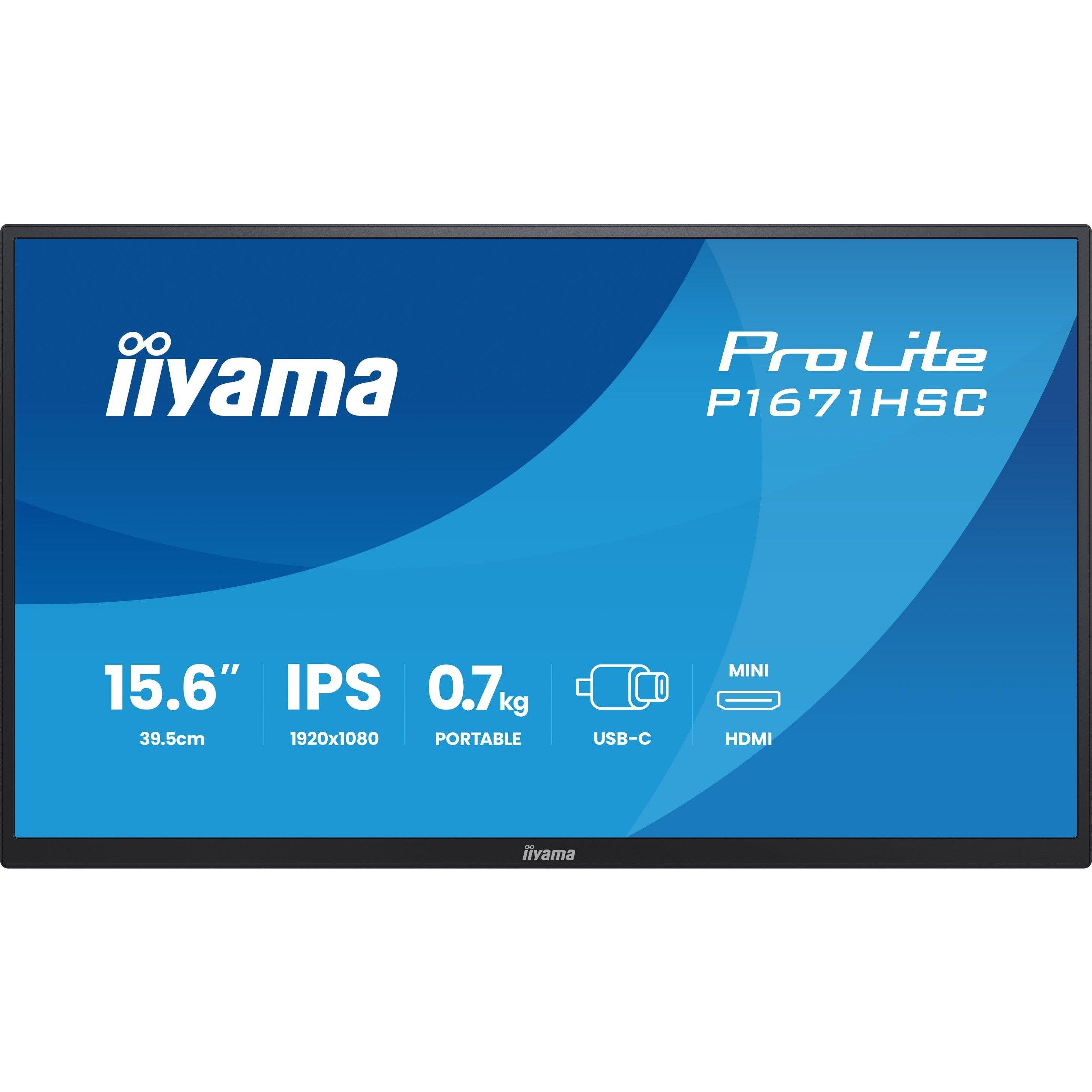 Black - iiyama - PROLITE P1671HSC-B1 15.6 Inch Portable Full HD IPS Monitor - 1