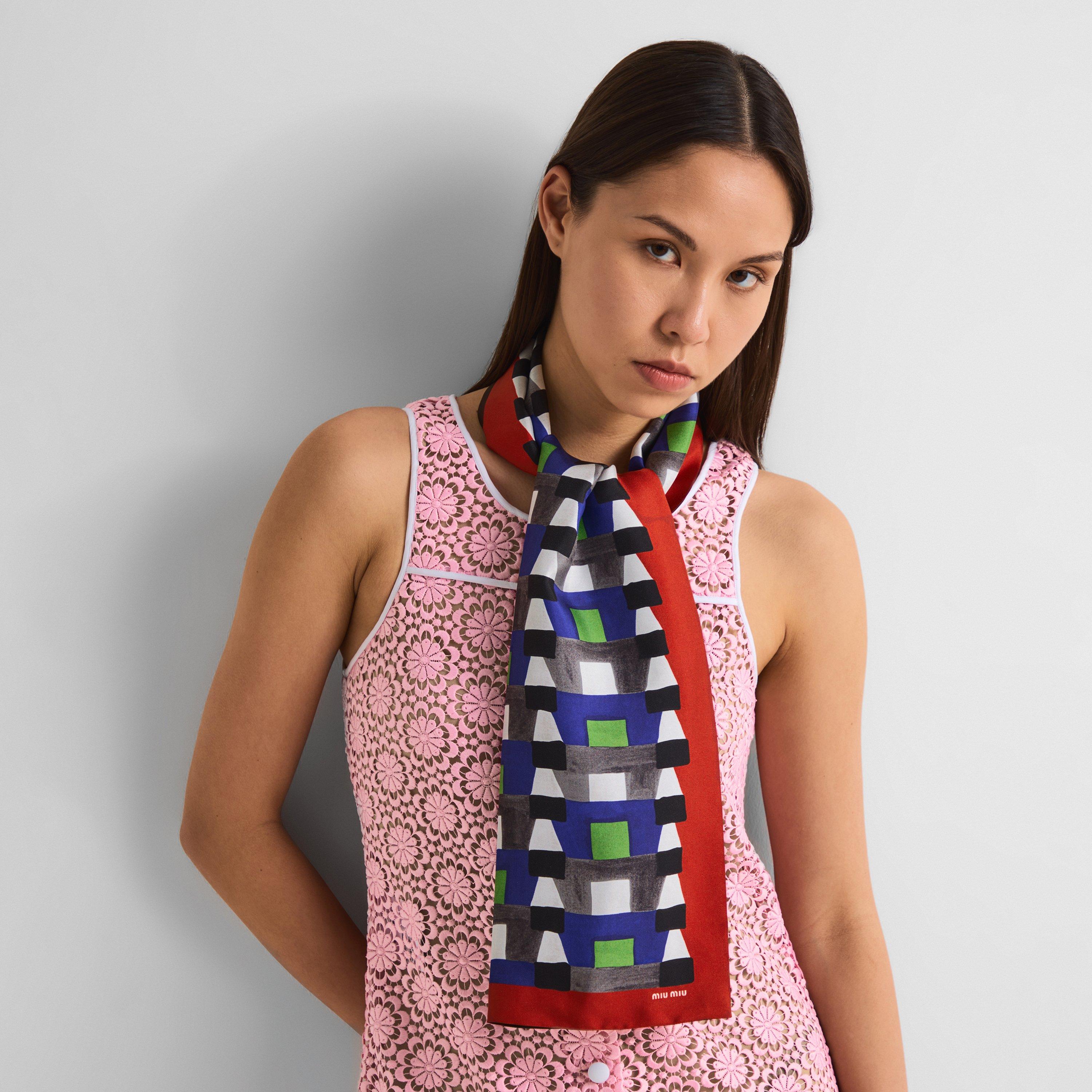 Indaco Rosso - Miu Miu - Women's Silk Scarf - 3