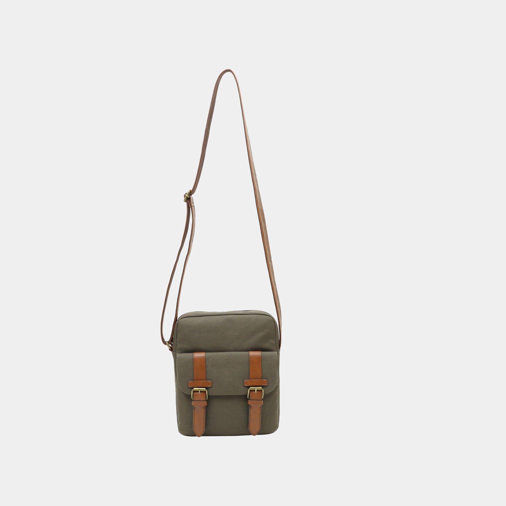 Firetrap Men's Waxed Canvas Crossbody Bag - Khaki