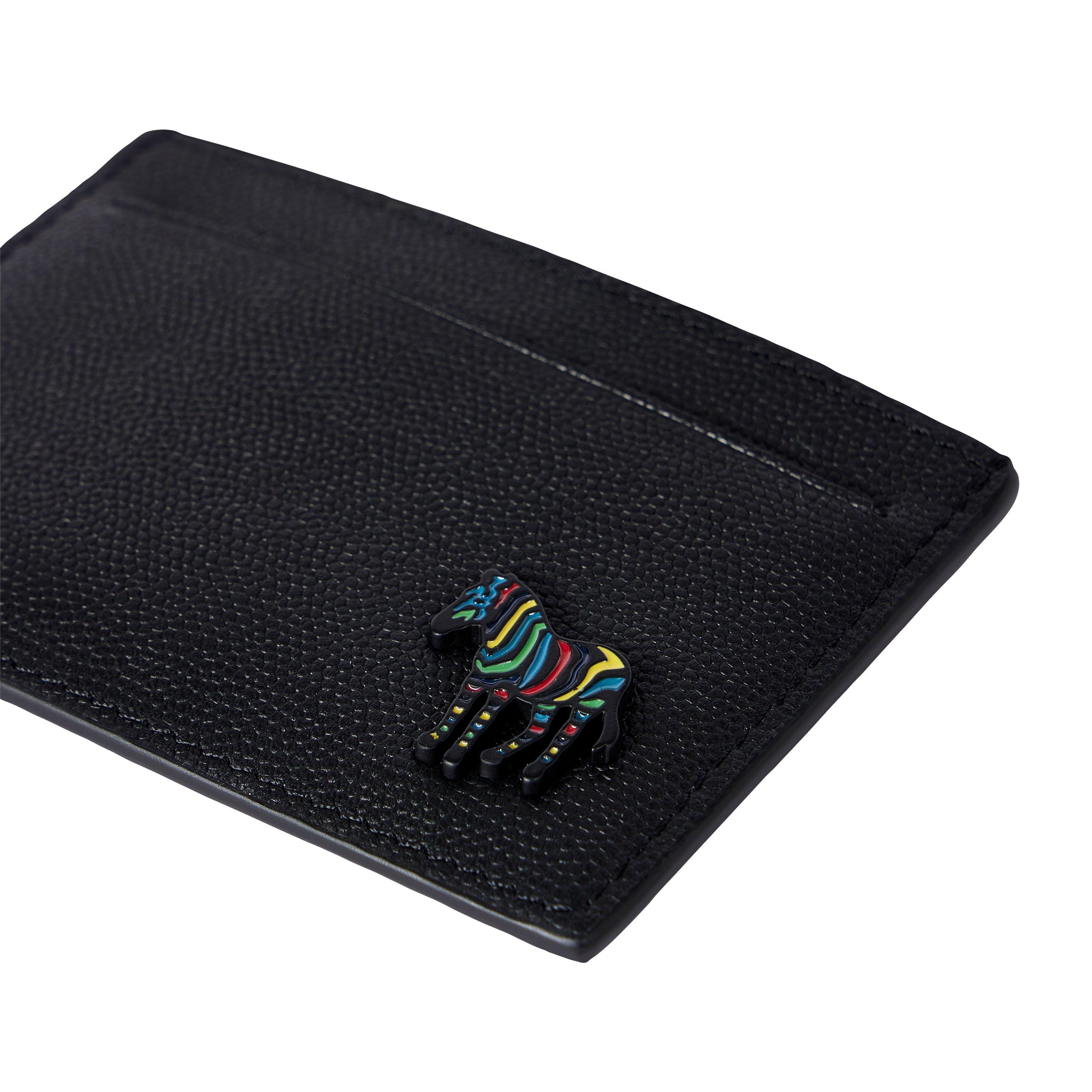 Black - Paul Smith - Men's Leather Zebra Card Holder - 4