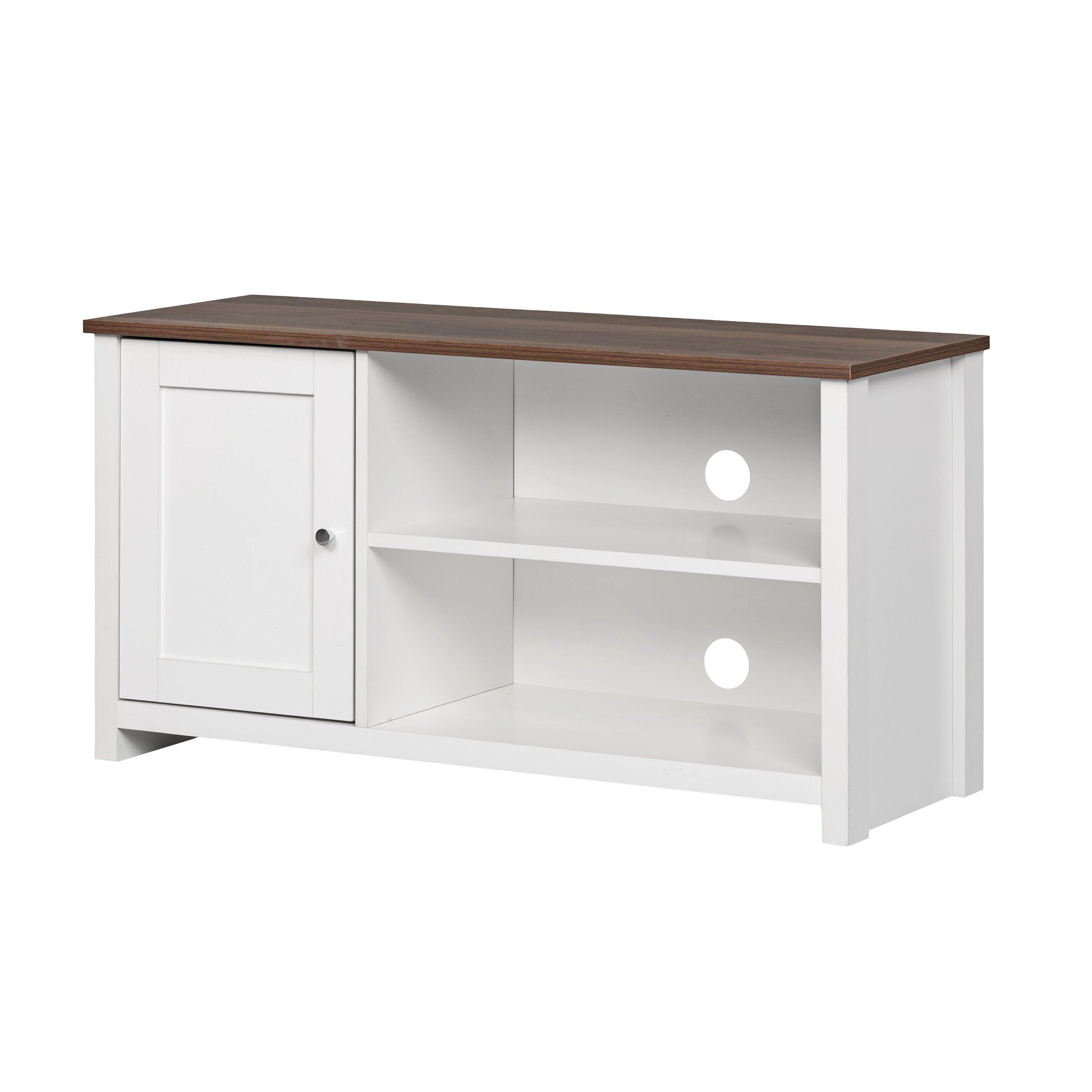 Grey - FurnitureR - TV Stand with Storage Shelves and 1 Door for Living Room - 4