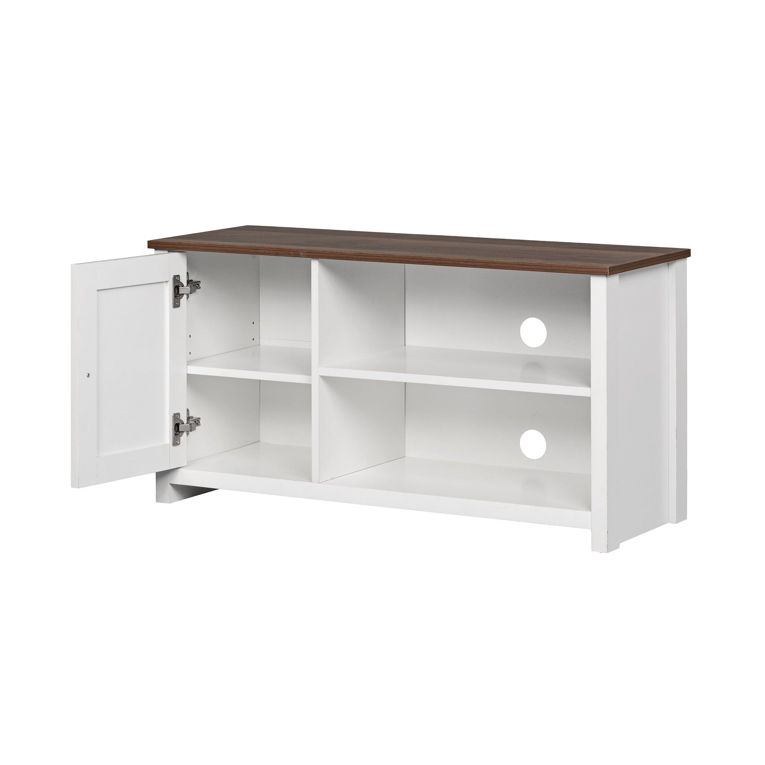 Grey - FurnitureR - TV Stand with Storage Shelves and 1 Door for Living Room - 5