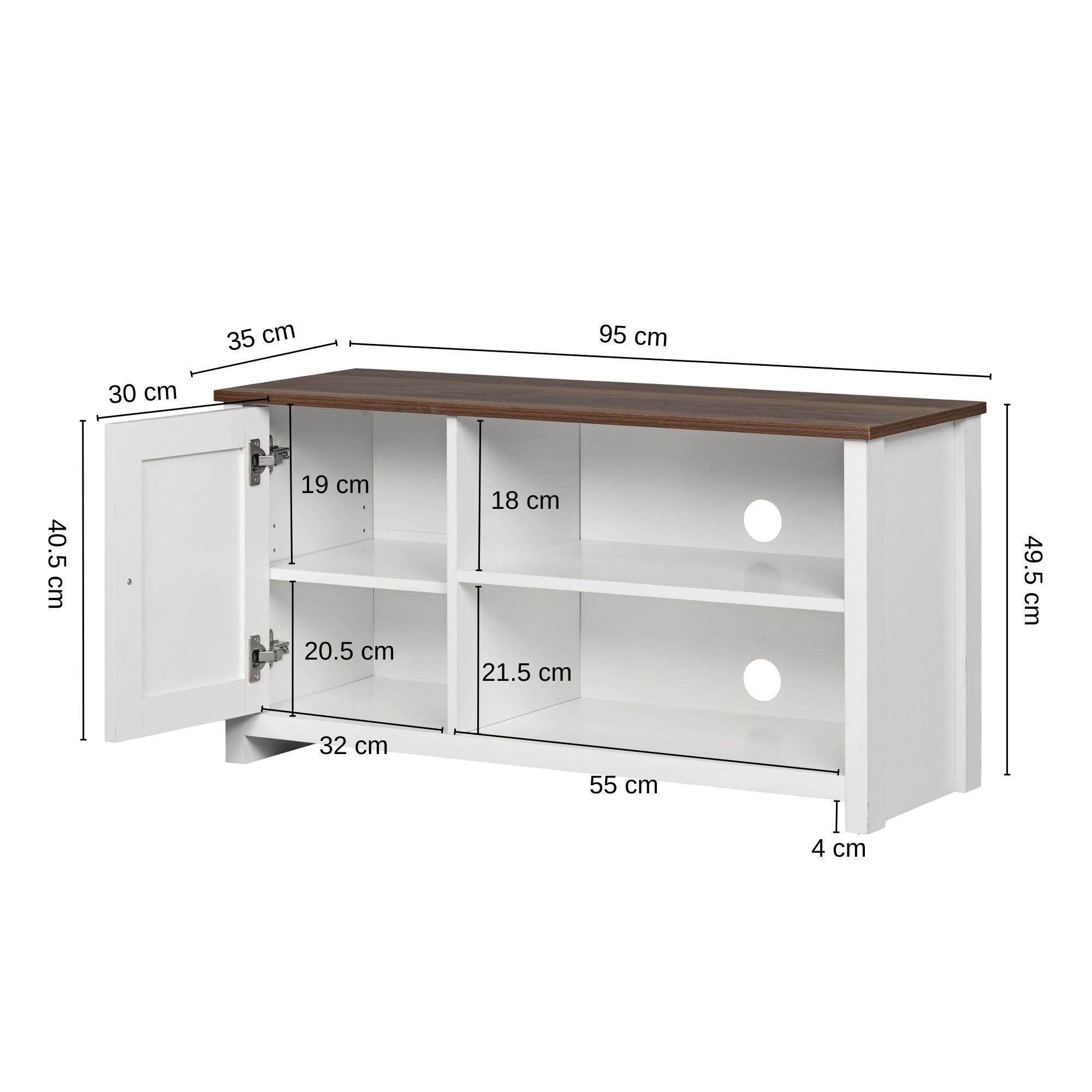 Grey - FurnitureR - TV Stand with Storage Shelves and 1 Door for Living Room - 8