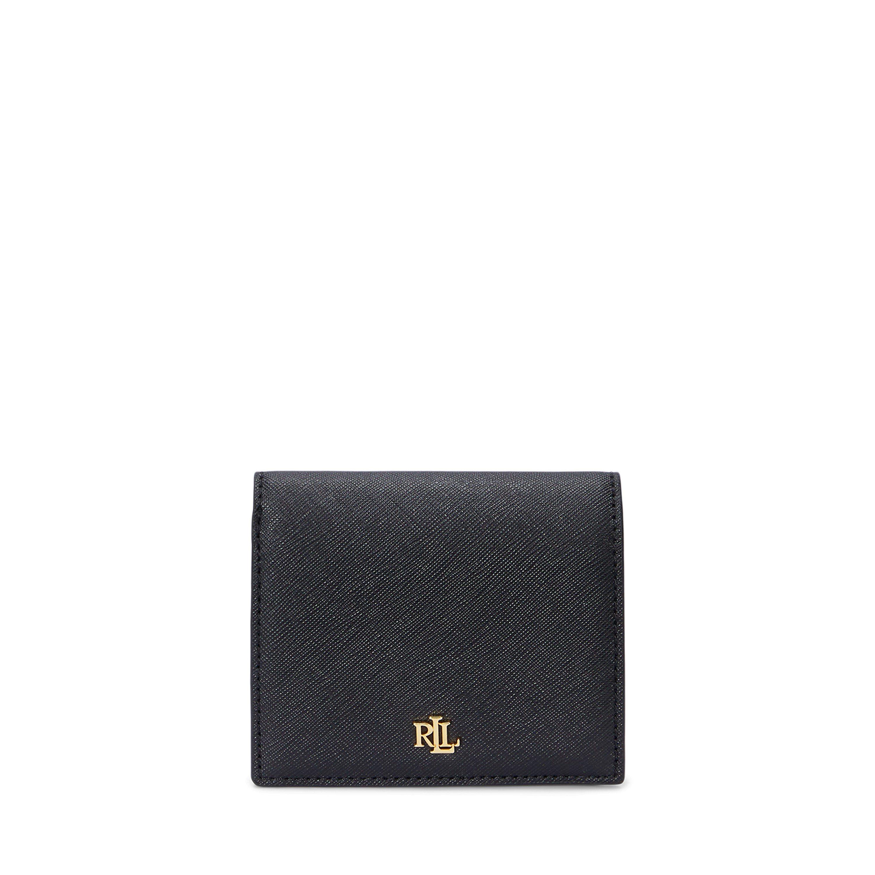 Lauren By Ralph Lauren Women's Black Compact Trifold Leather Billfold Wallet