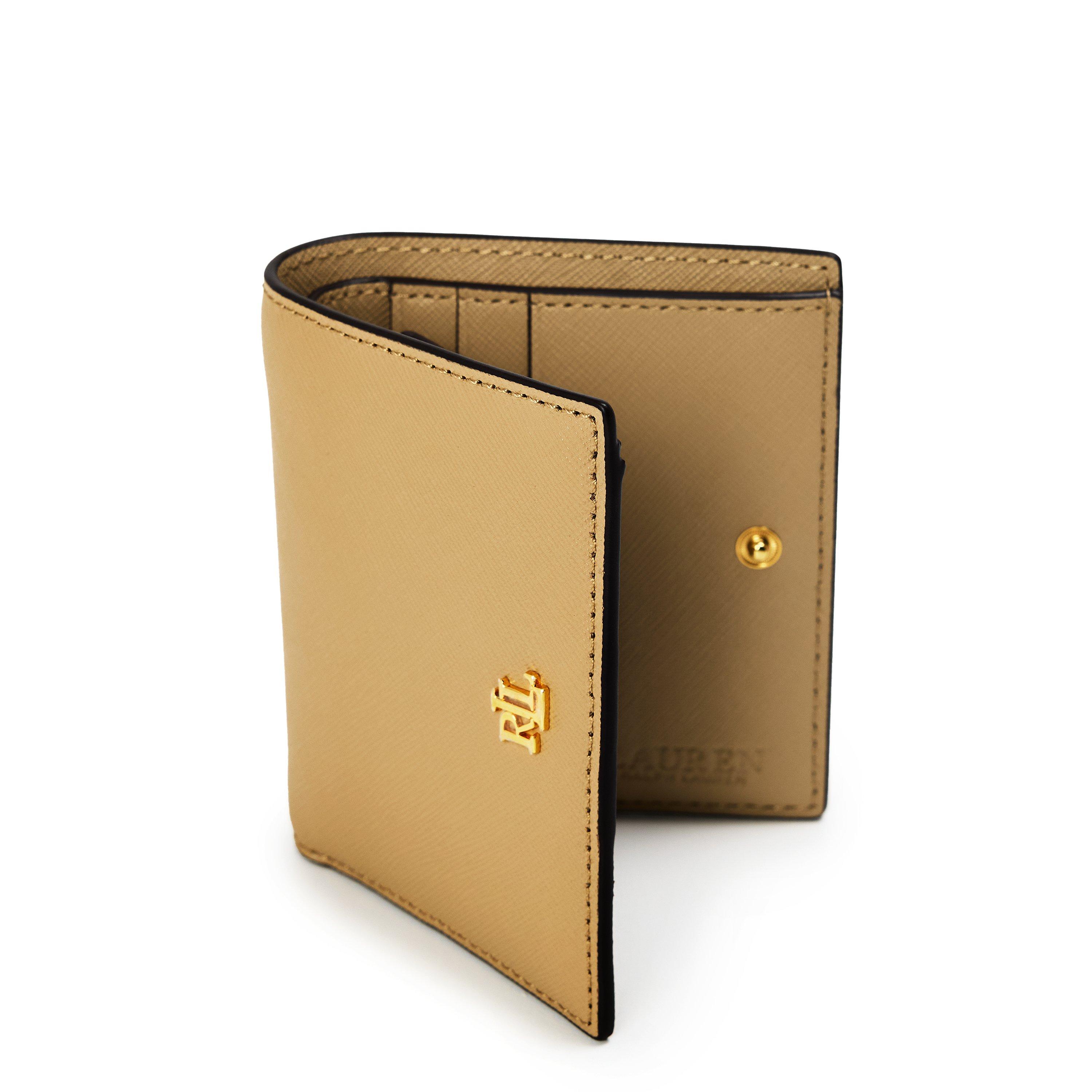 Birch Tan - Lauren by Ralph Lauren - Women's Compact Trifold Leather Billfold Wallet - 5