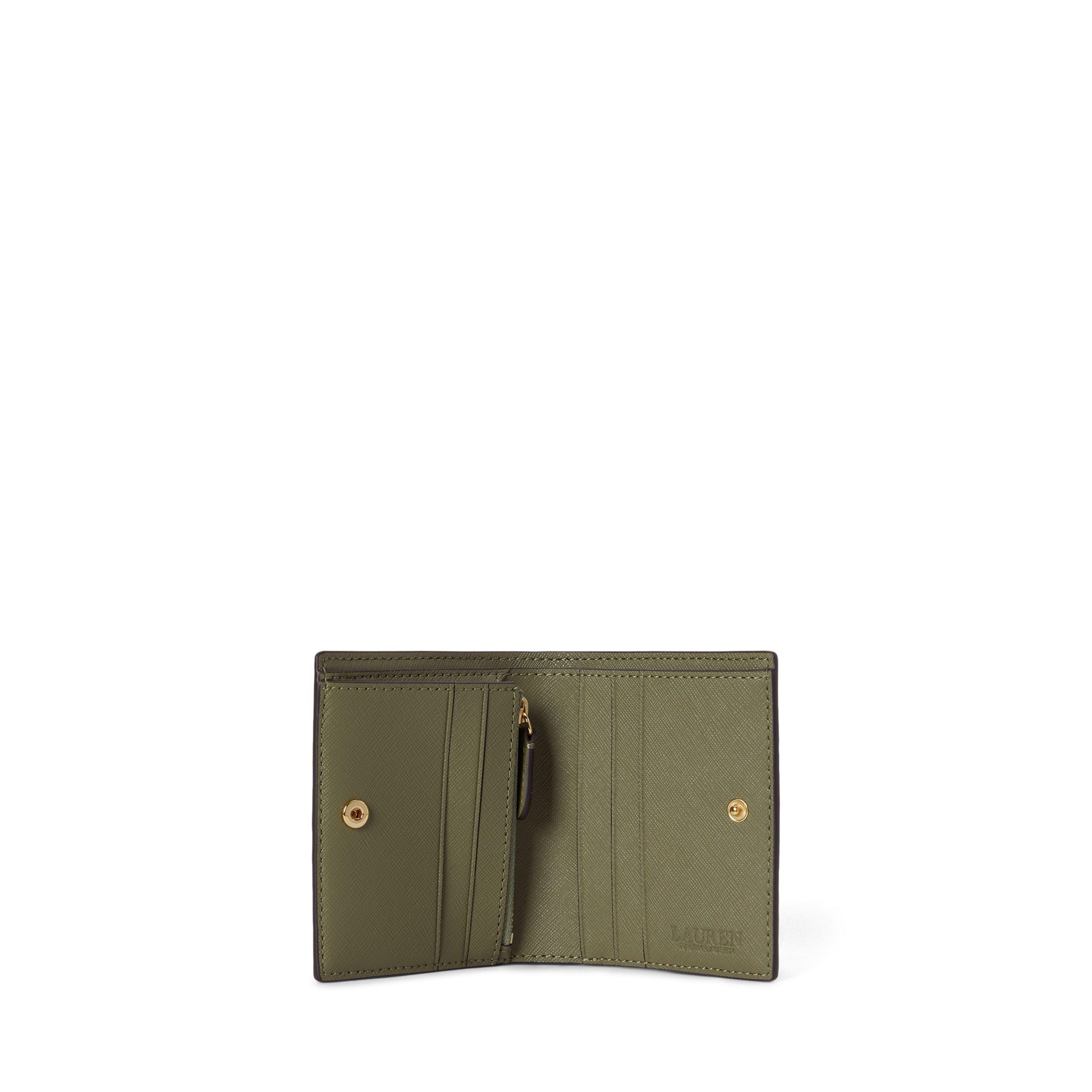 SAGE GREEN - Lauren by Ralph Lauren - Women's Compact Trifold Leather Billfold Wallet - 3