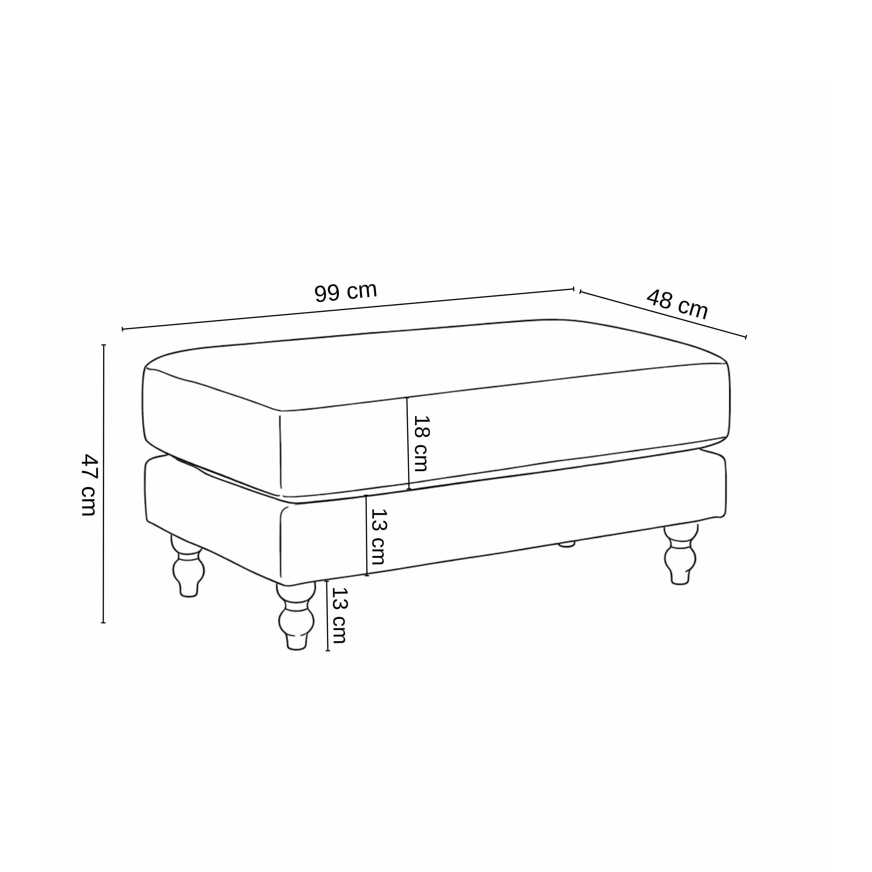 Biege Chenille - Biba - Freddy Footstool - 3