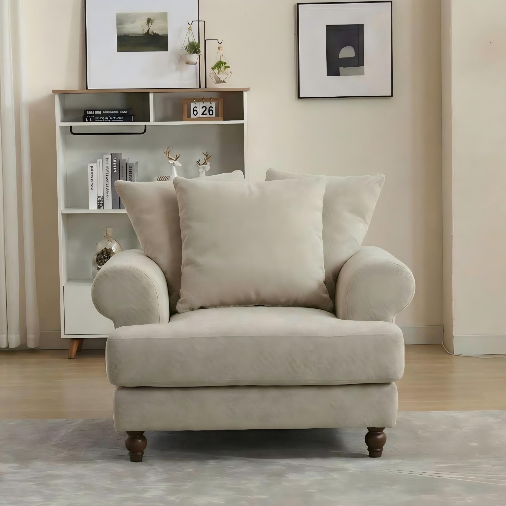 Biege Chenille - Biba - Freddy Armchair - 1