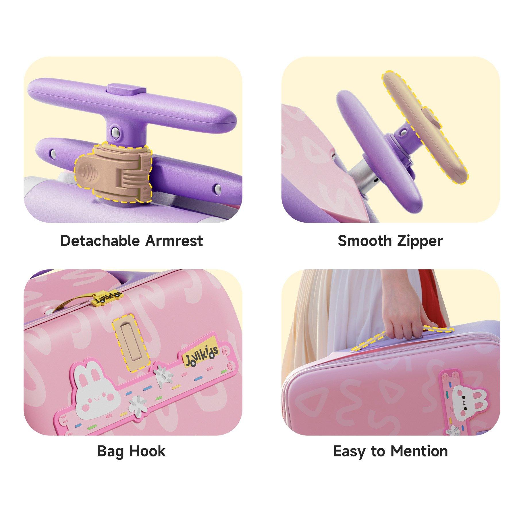 Pink - JoviKids - JoviKids 3-in-1 Childrens Ride-on Suitcase Pink - 6