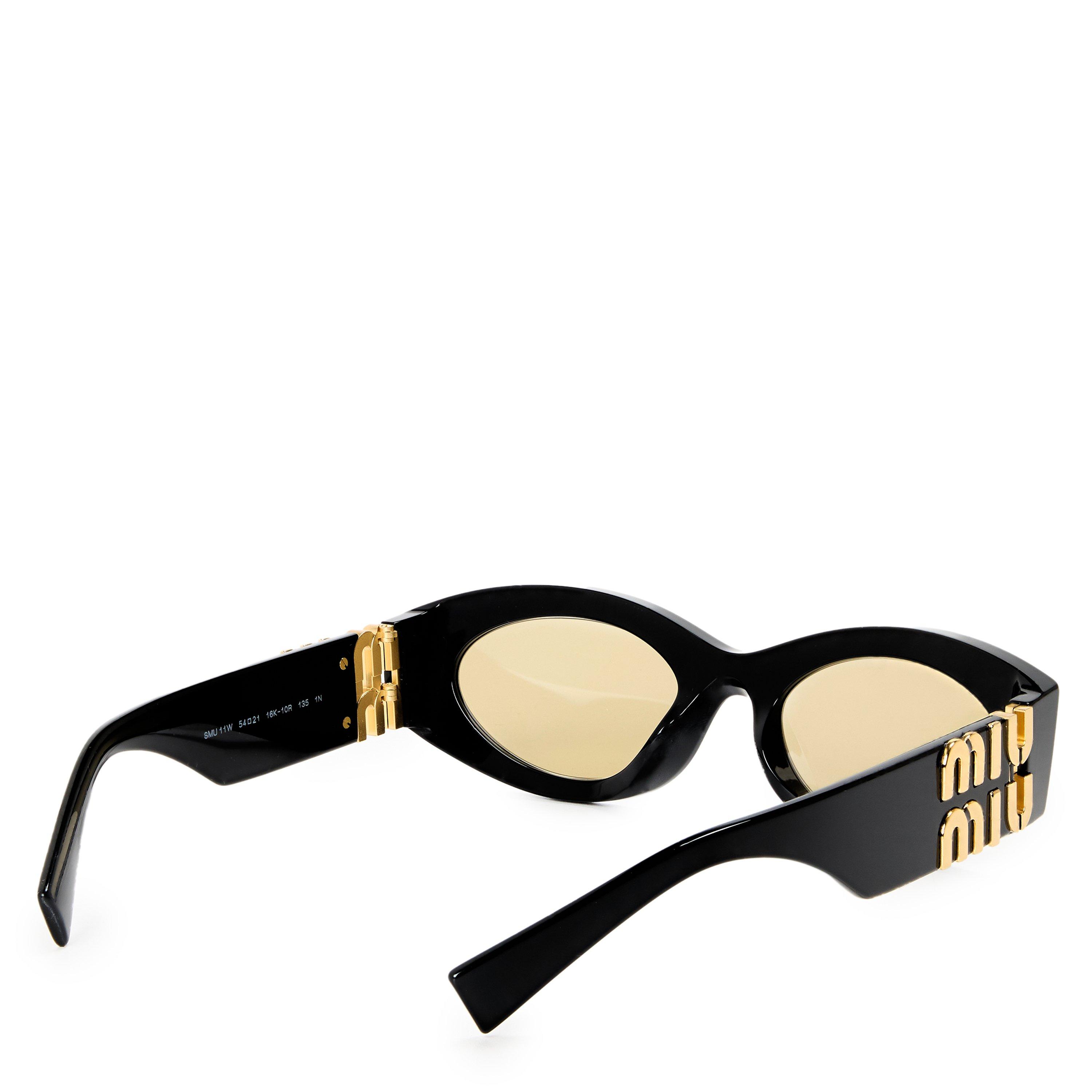 Black - Miu Miu - Women's Oval Sunglasses - 2