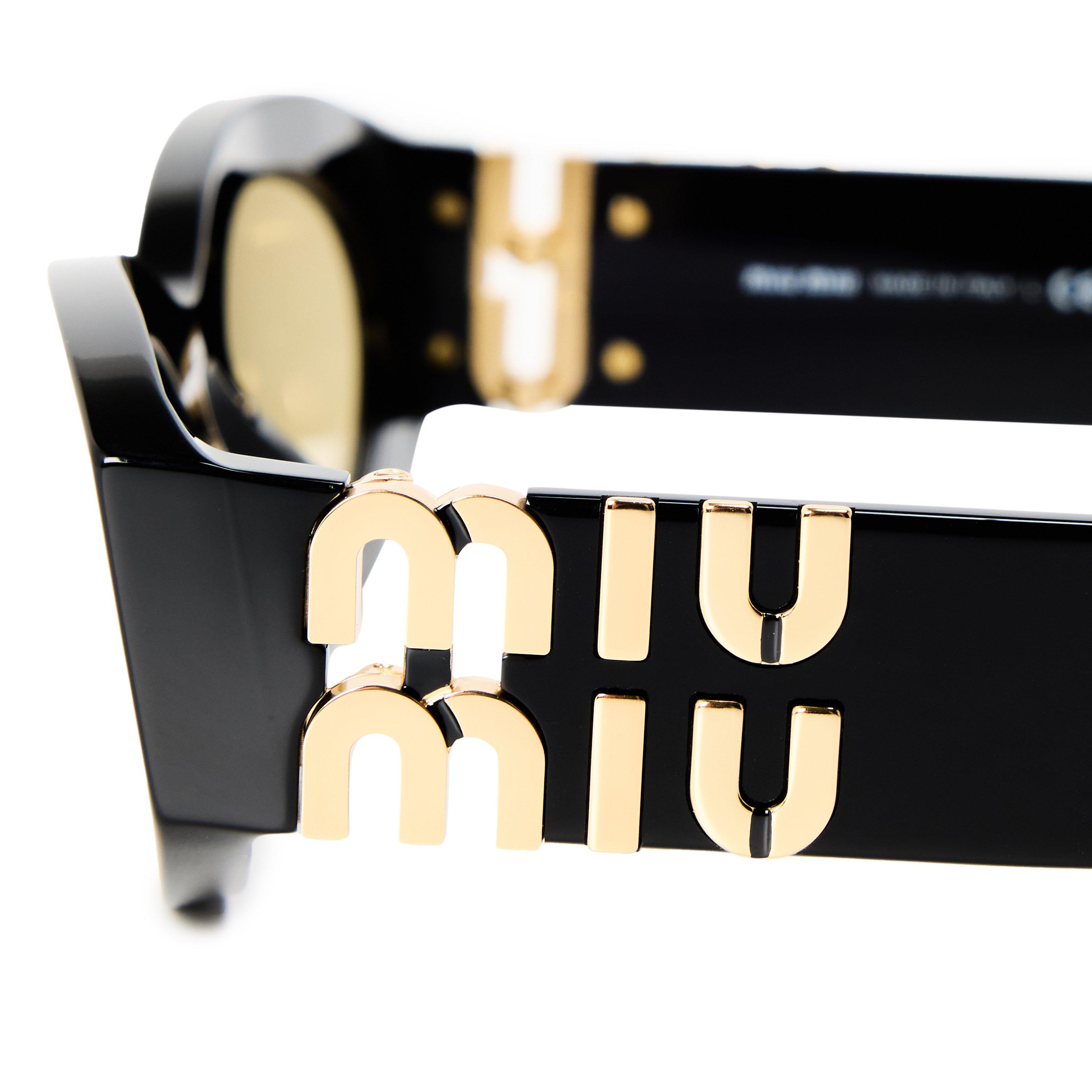 Black - Miu Miu - Women's Oval Sunglasses - 4