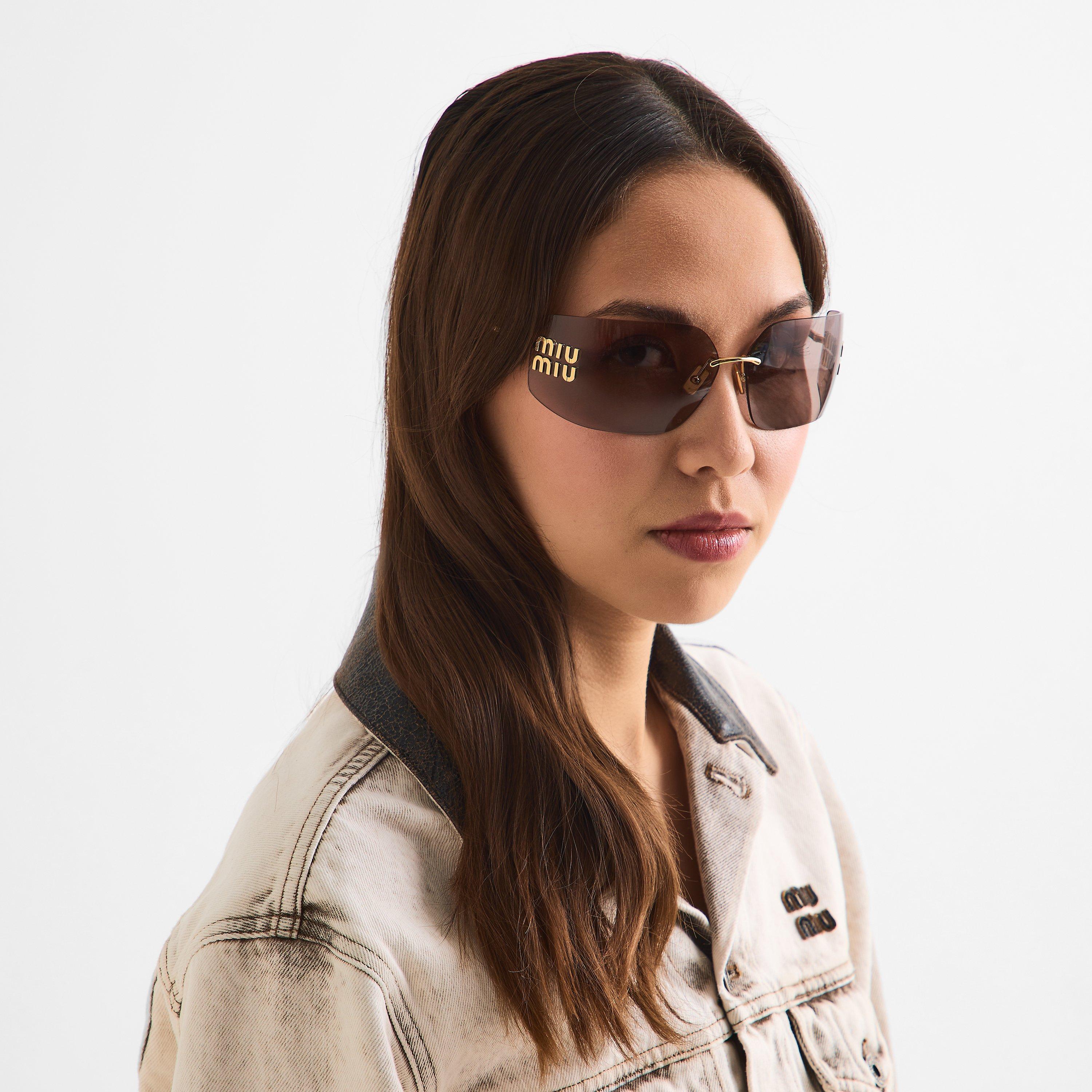 Gold/Purple - Miu Miu - Women's Shield Sunglasses - 3