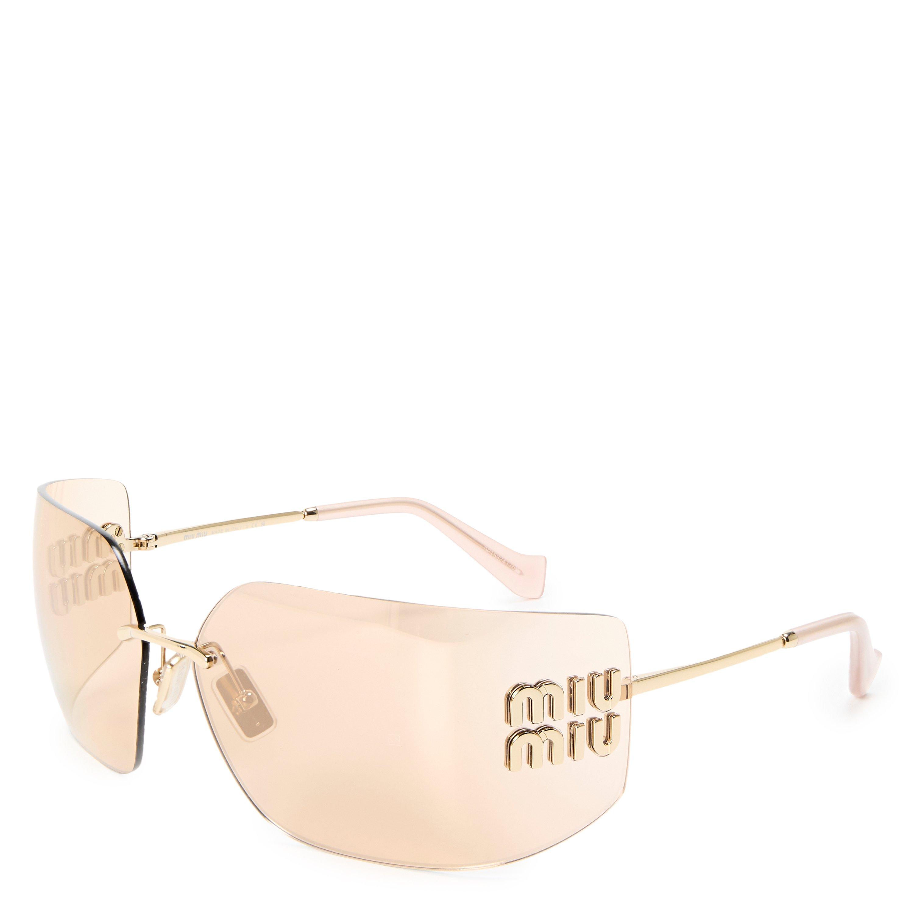 Miu Miu Women's Rimless Pale Gold Pink Mirror MU54YS Sunglasses - Image 10